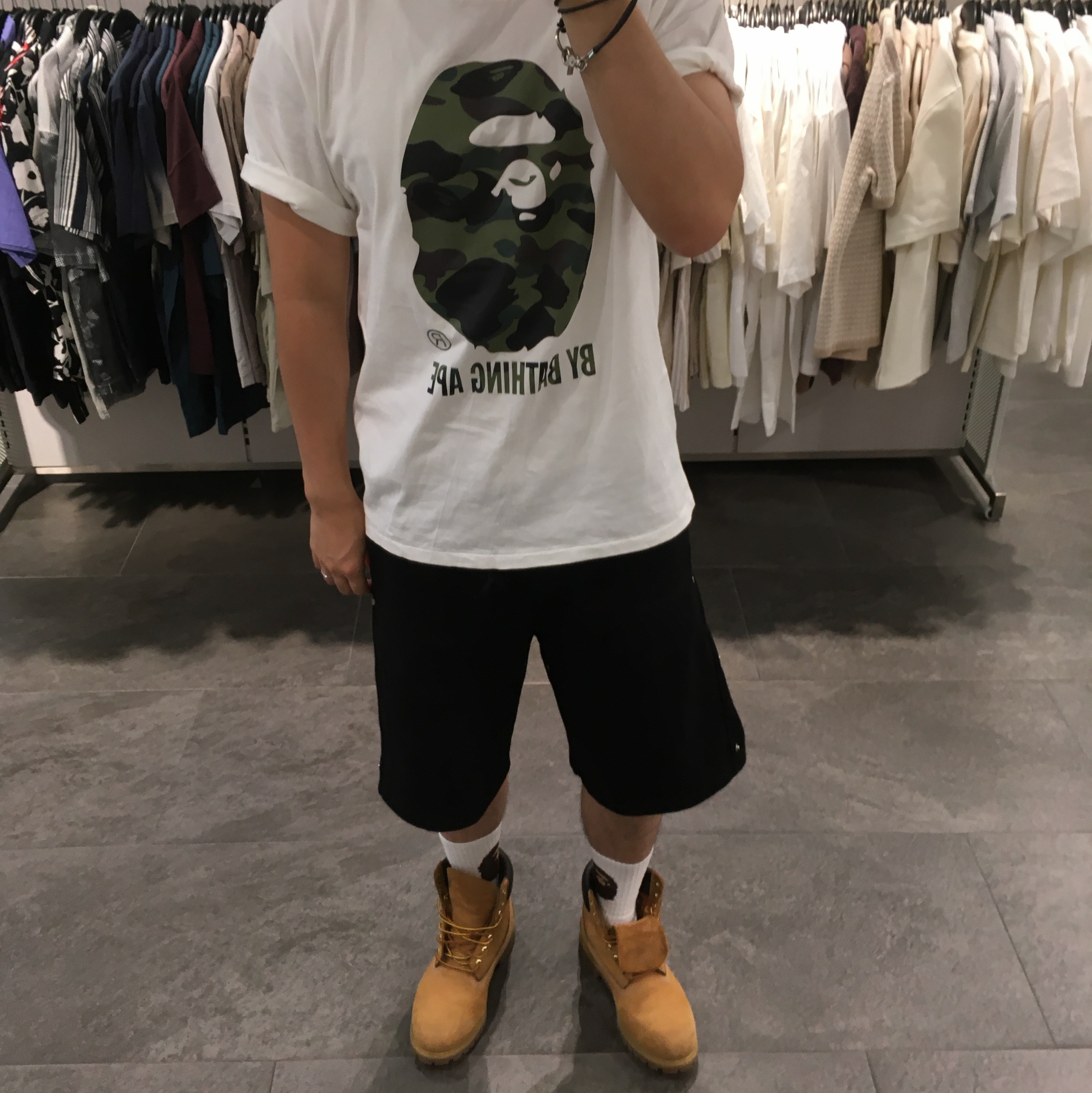 Timberland Premium 6 inch Waterproof Boot Wheat Nubuck - Wide, BAPE ABC Camo By Bathing Ape T-Shirt White Green 착용 스타일 - 6