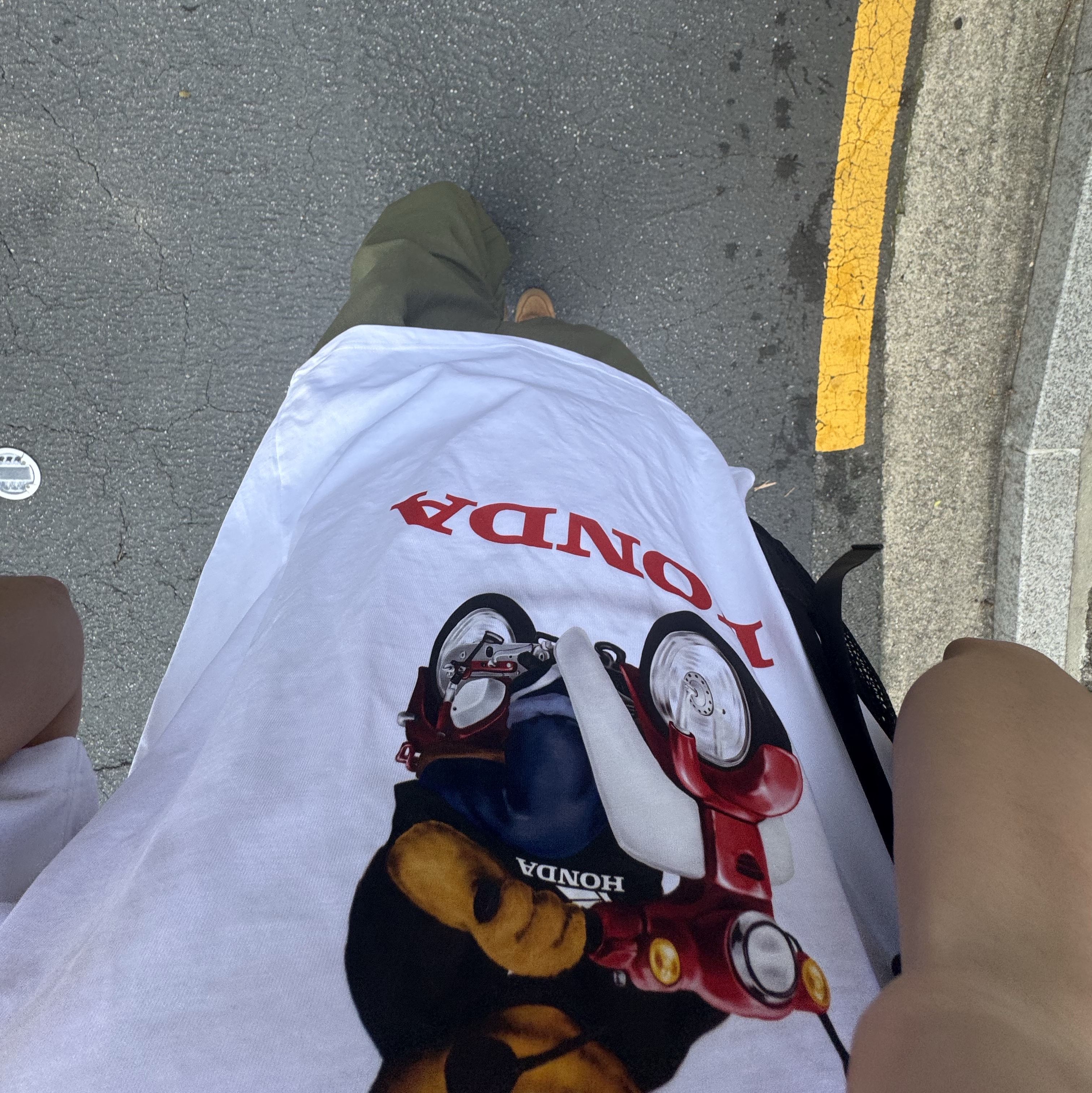 Honda Bear T-Shirt White 착용 스타일 - 1