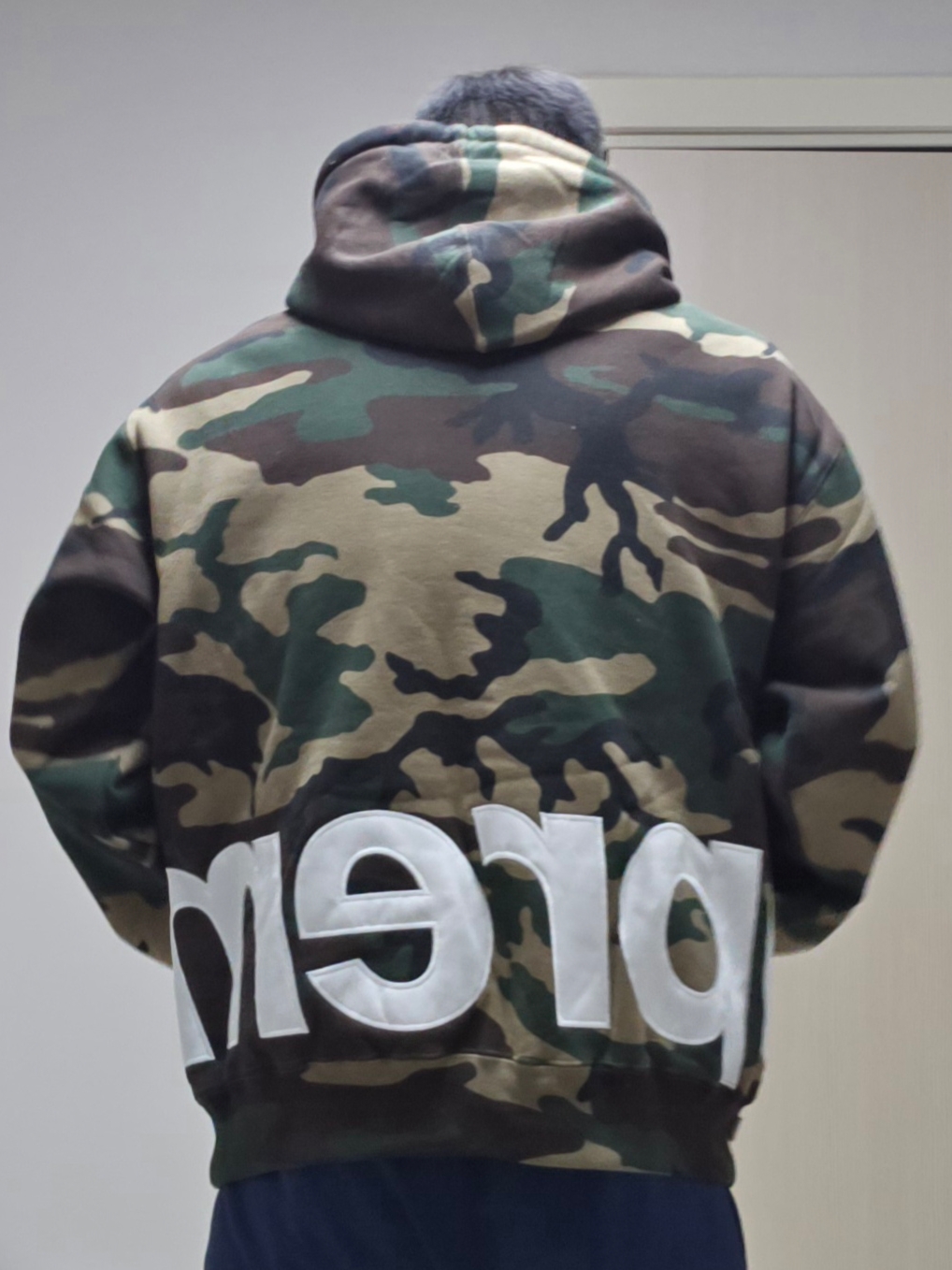 Supreme Big Logo Zip Up Hooded Sweatshirt Woodland Camo - 25SS 착용 스타일 - 2