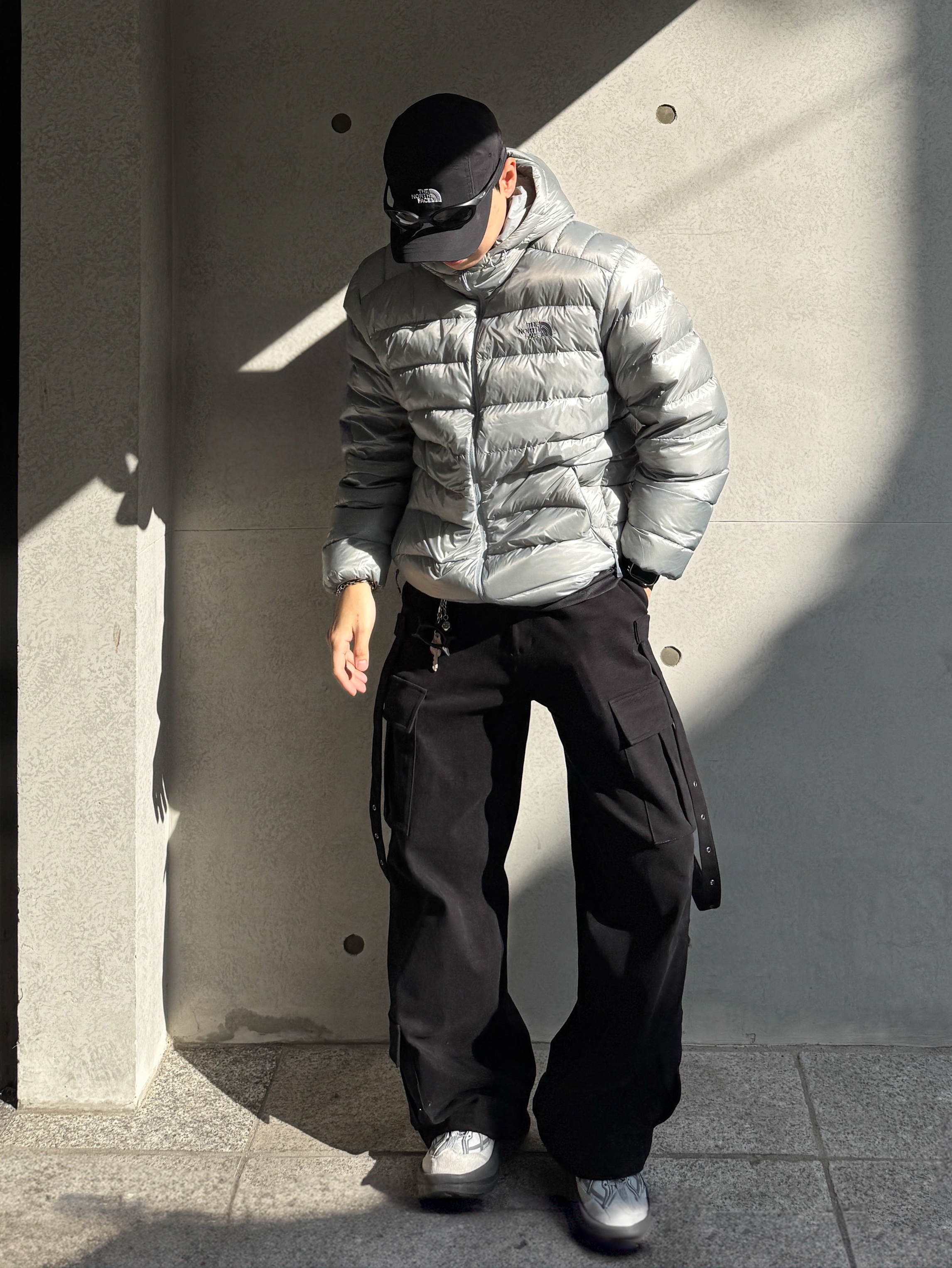 The North Face Matier EX RDS Down Hoodie Light Gray - 25FW 착용 스타일 - 2