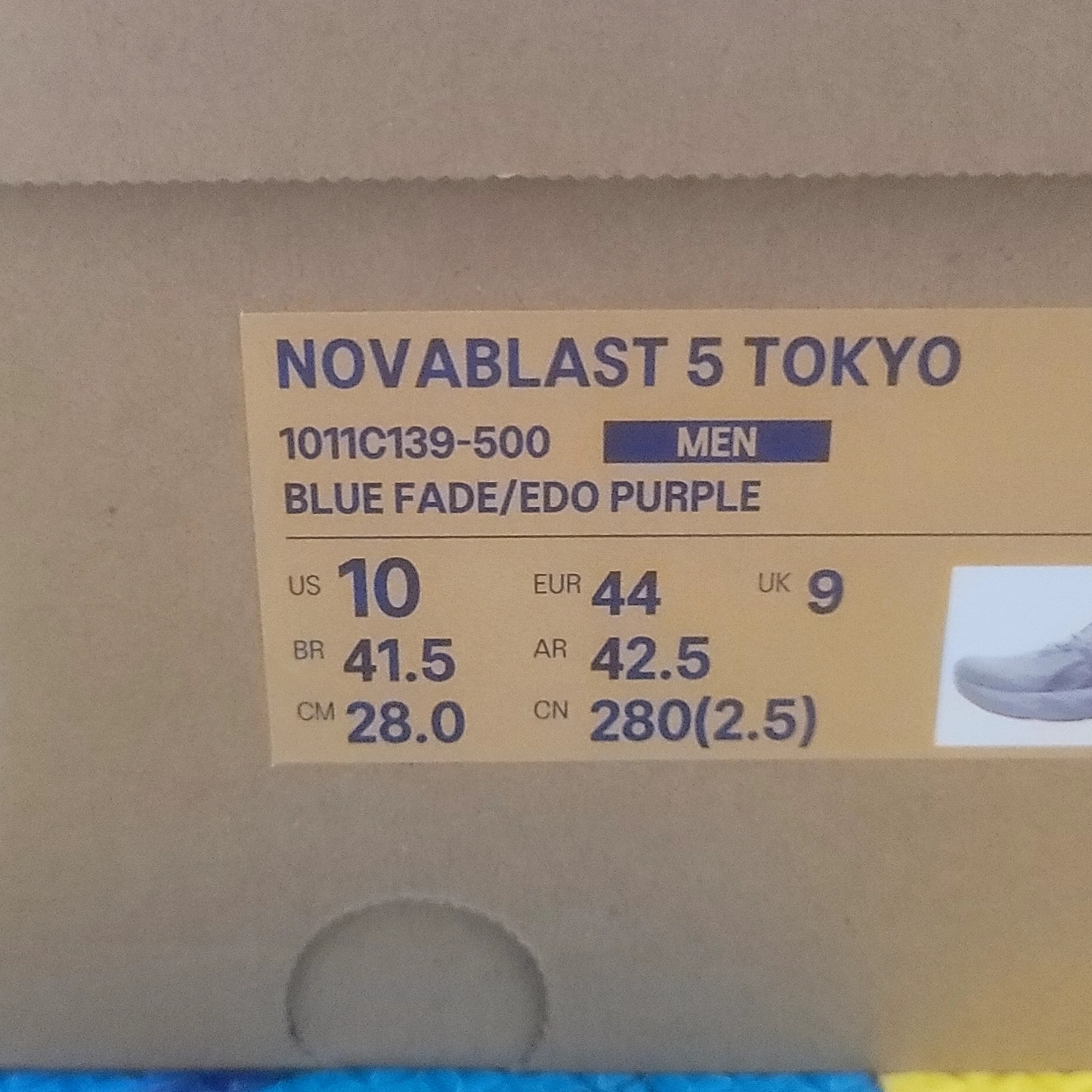 Asics Novablast 5 Tokyo Blue Fade Edo Purple 착용 스타일 - 1