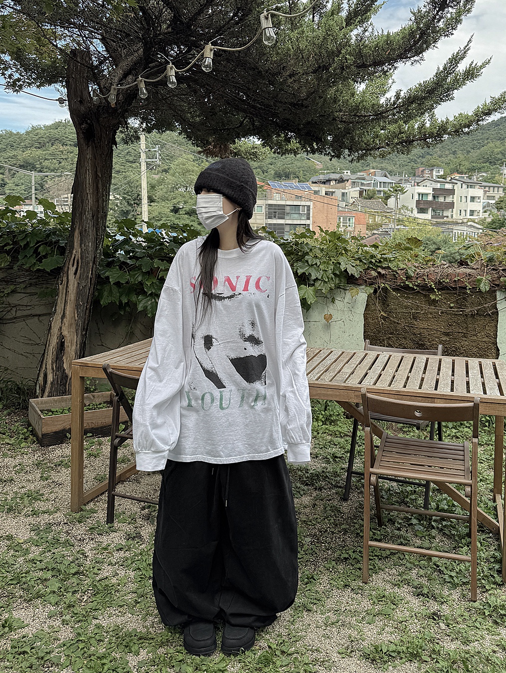 Sansan Gear Mohair Beanie Black 착용 스타일 - 1