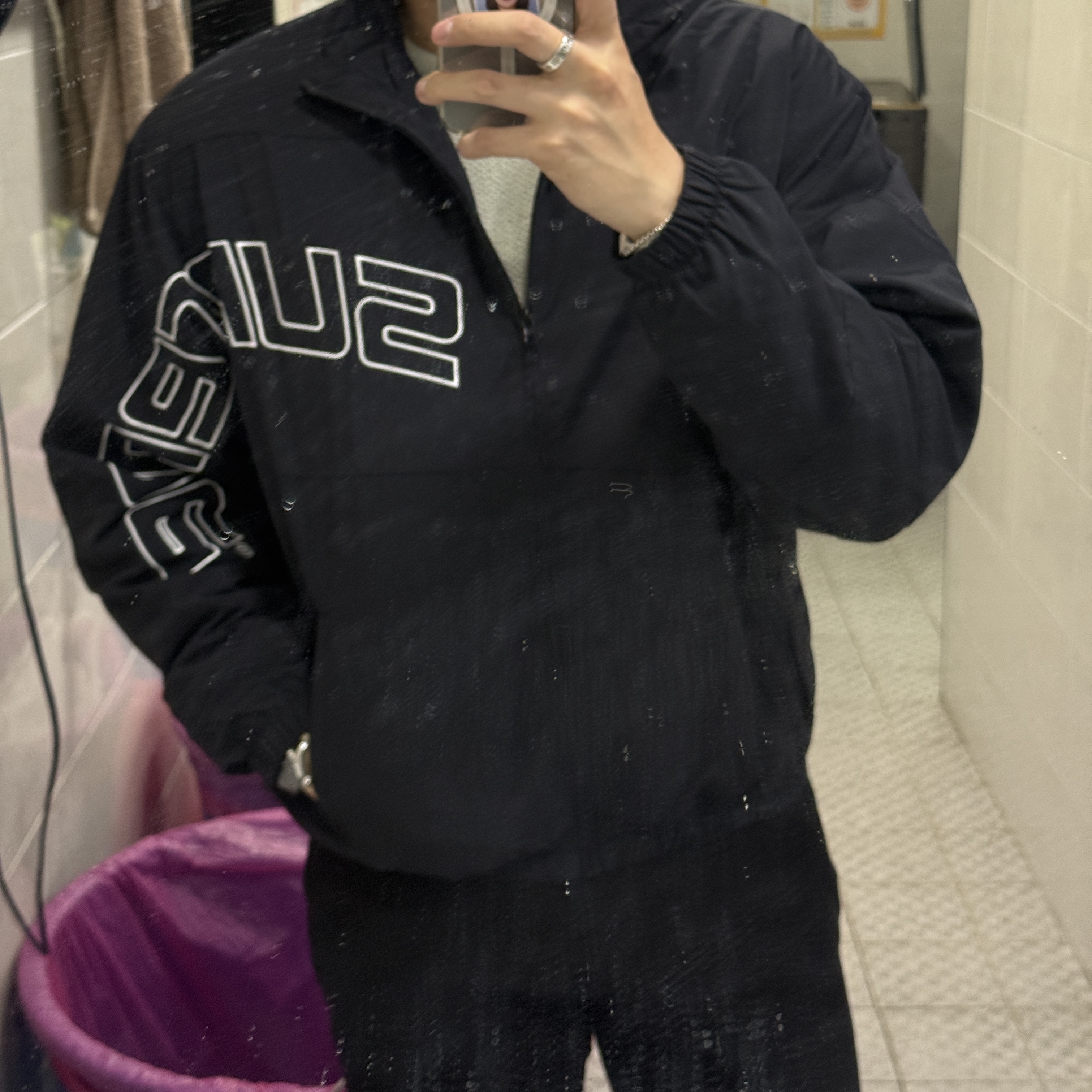 Supreme Curve Track Jacket Black - 24SS 착용 스타일 - 2