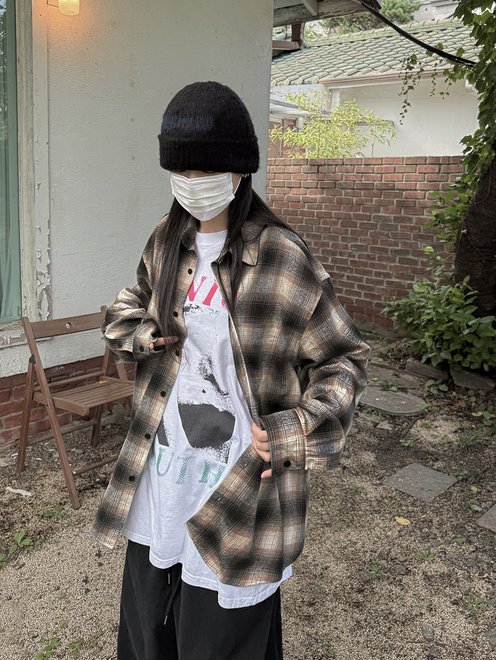 Sansan Gear Mohair Beanie Black 착용 스타일 - 3