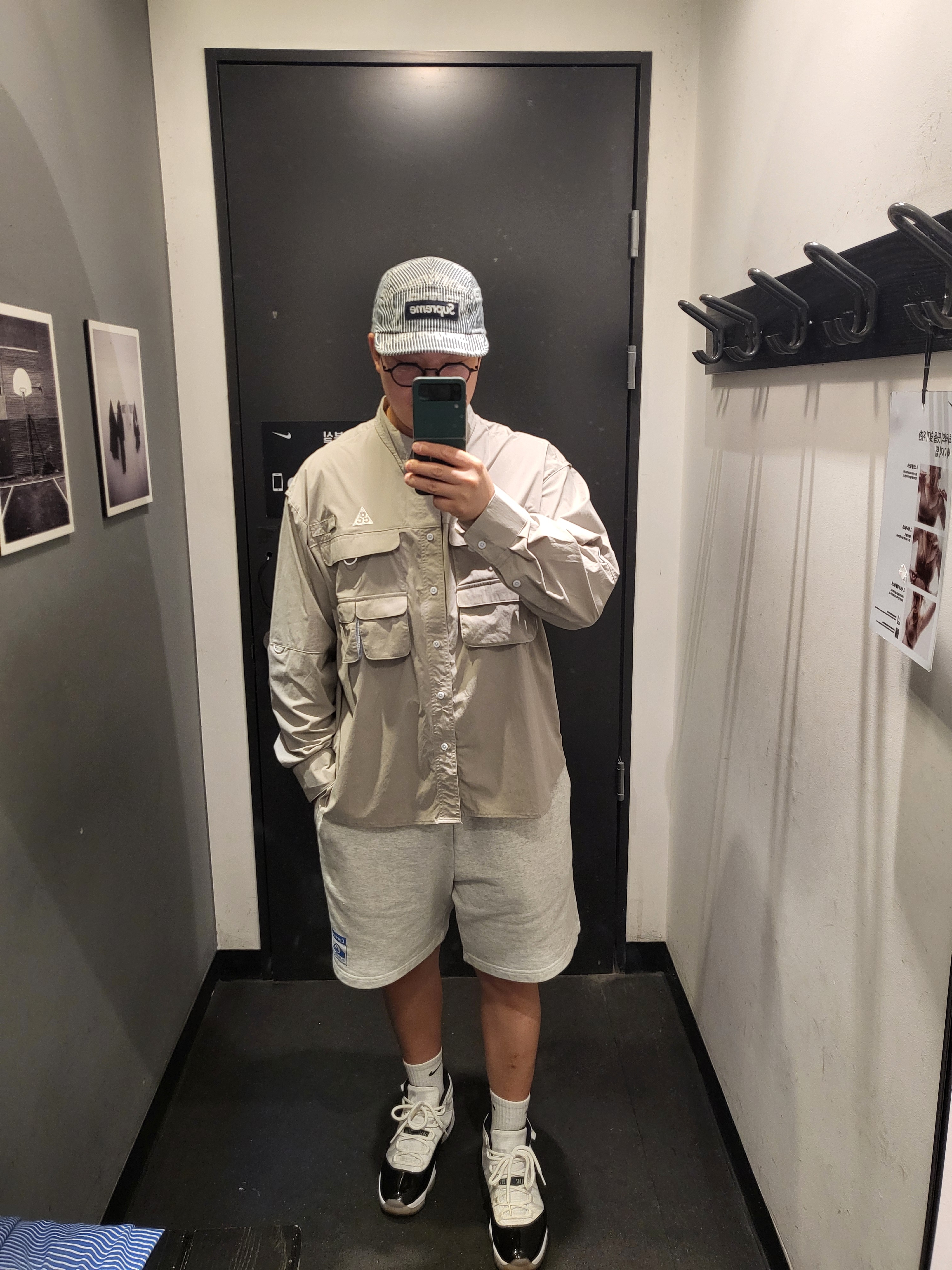 Supreme Denim Camp Cap Stripe - 24SS, Nike ACG Orb Weaver Dri-Fit ADV UV Long Sleeve Shirt College Grey Football Grey - US/EU 착용 스타일