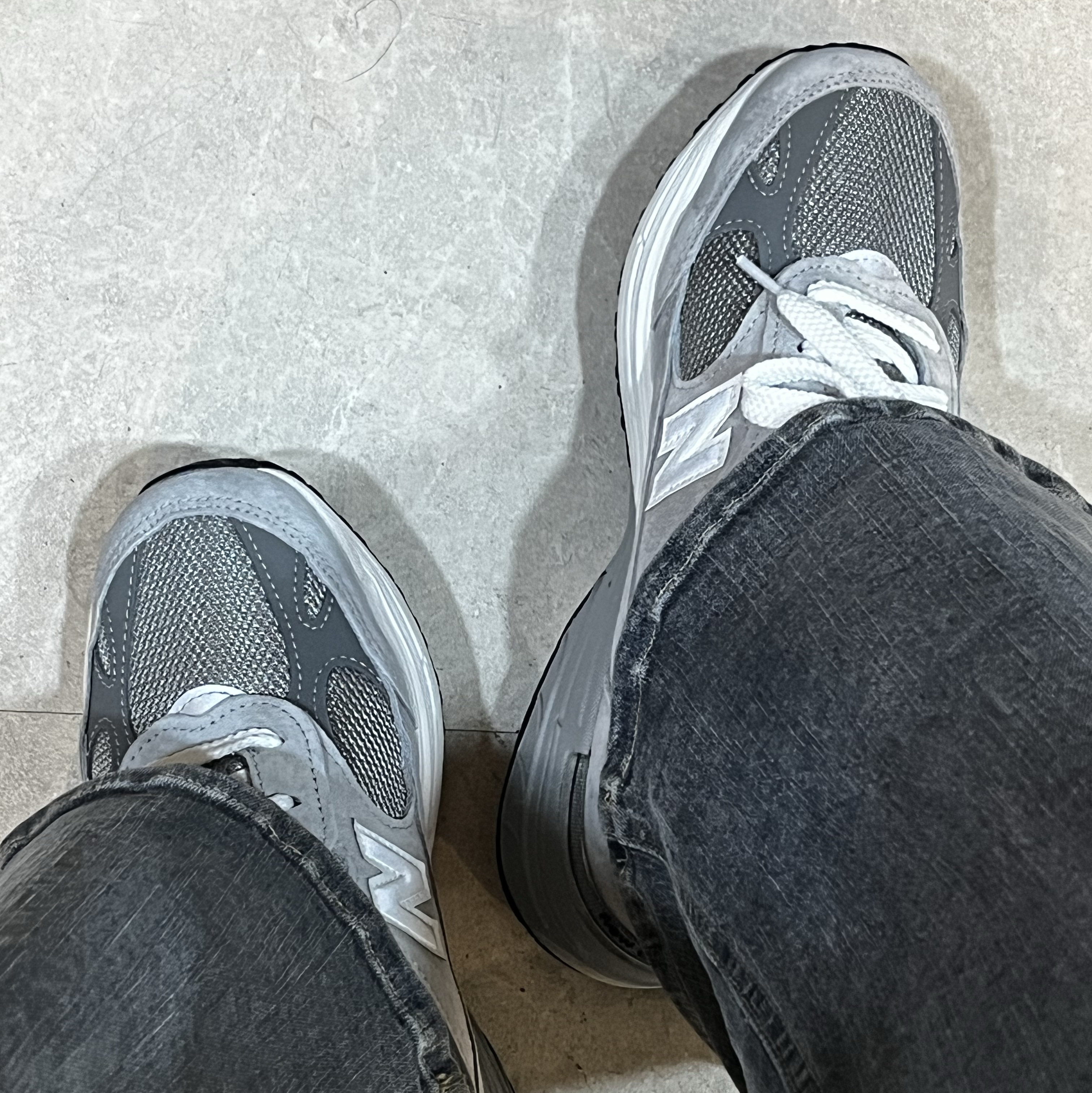 (W) New Balance 993 Made in USA Grey - B Standard 착용 스타일
