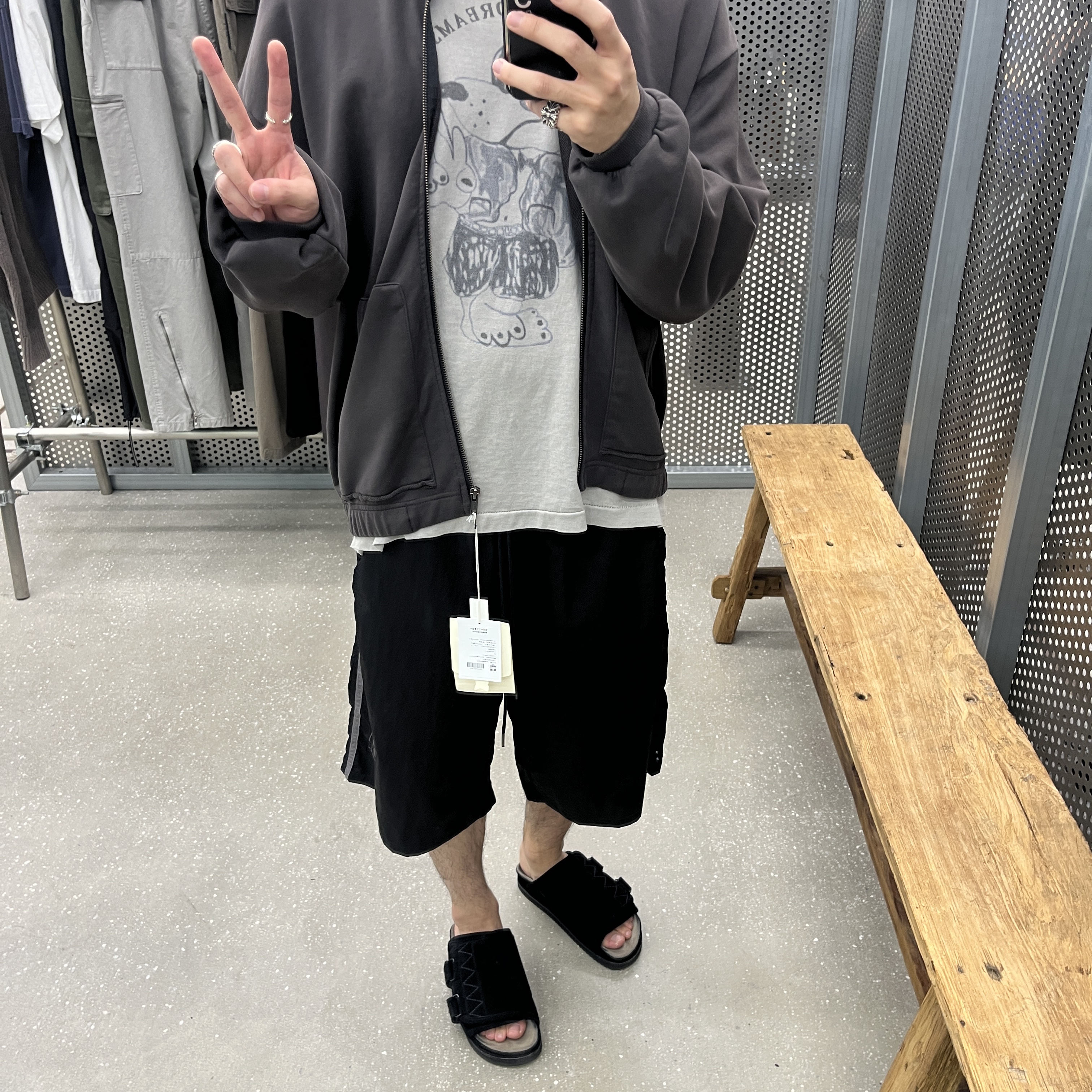 [기간한정 20%쿠폰] Polyteru Human Index Index Zip Jersey Jacket Brown Charcoal 착용 스타일