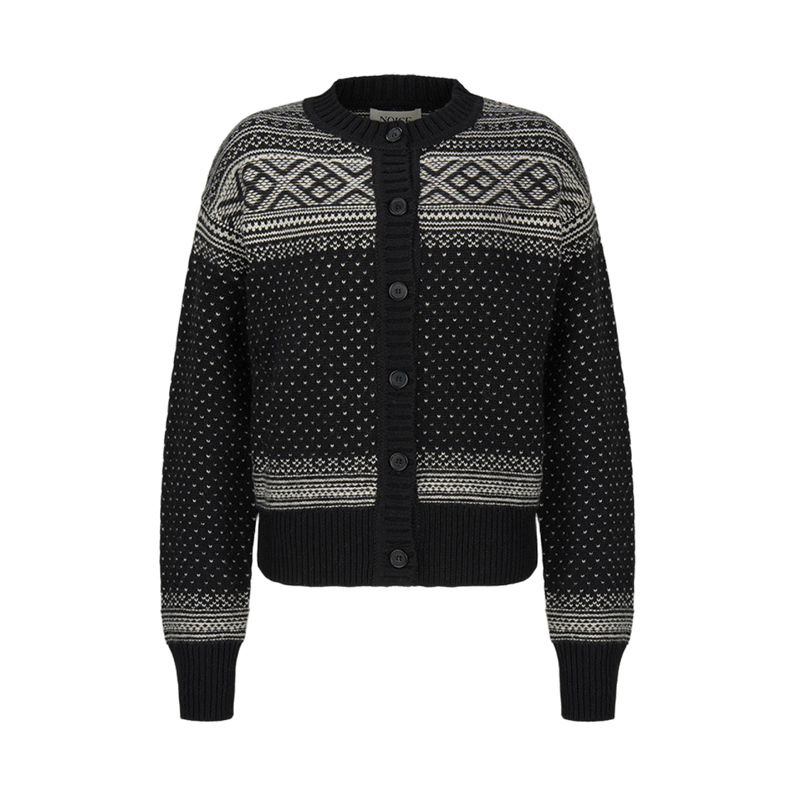 NWA5WKO03BK (W) Noice Nordic Wool-Blend Knit Cardigan Black