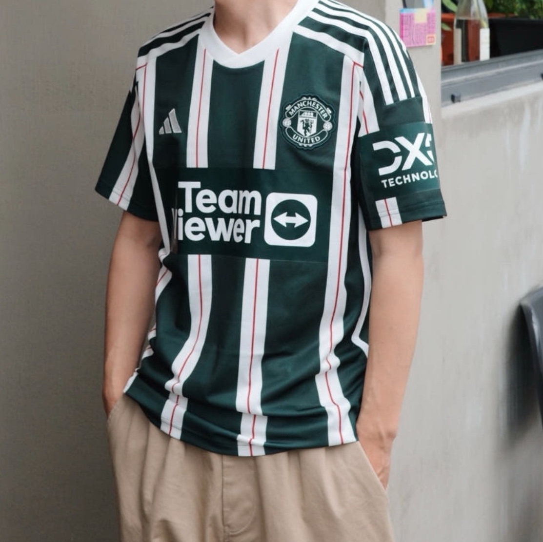 Adidas Manchester United 2023/24 Away Jersey Green Night Core White - KR Sizing (Non Marking Ver.) 착용 스타일