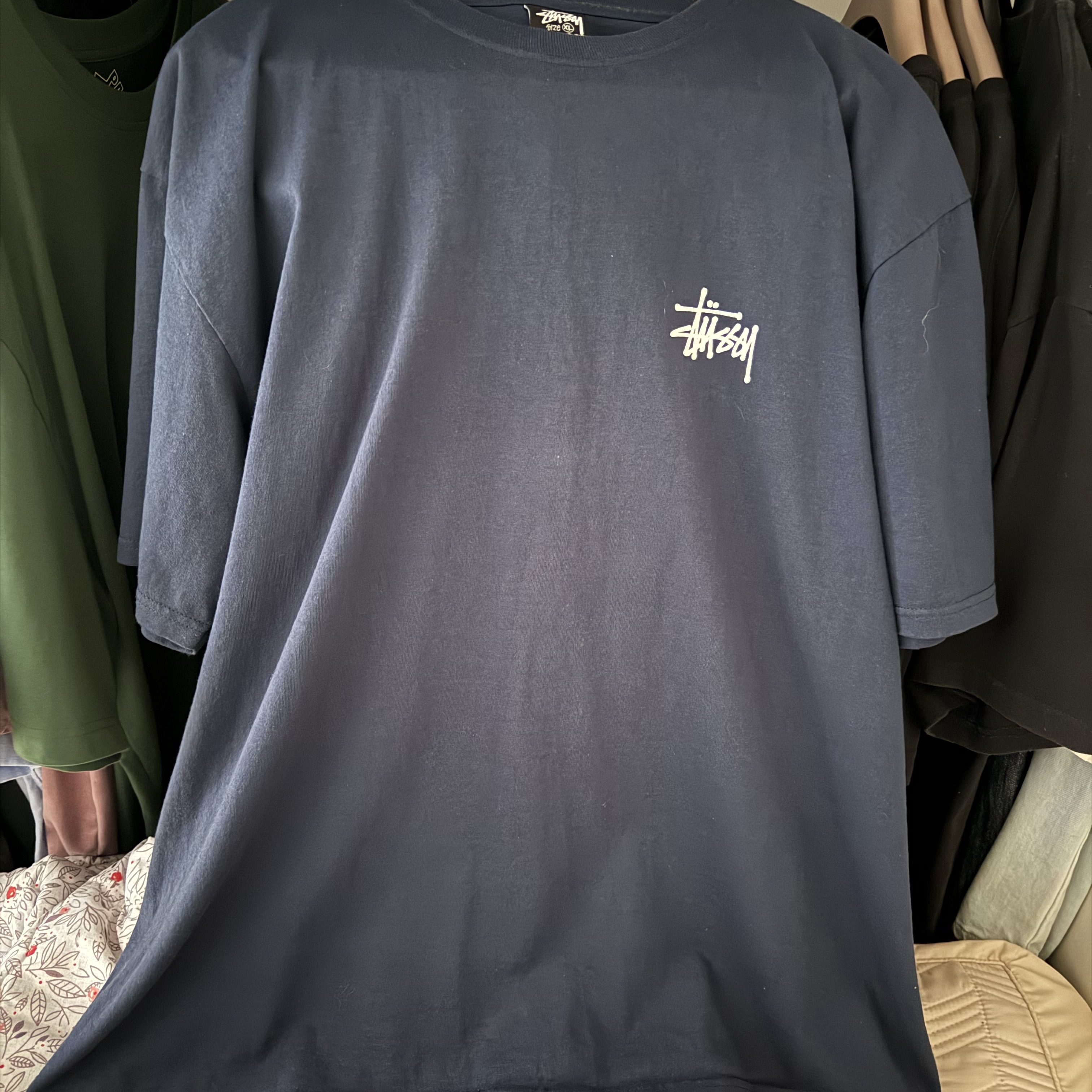 Stussy Basic Stussy T-Shirt Navy 2023 착용 스타일