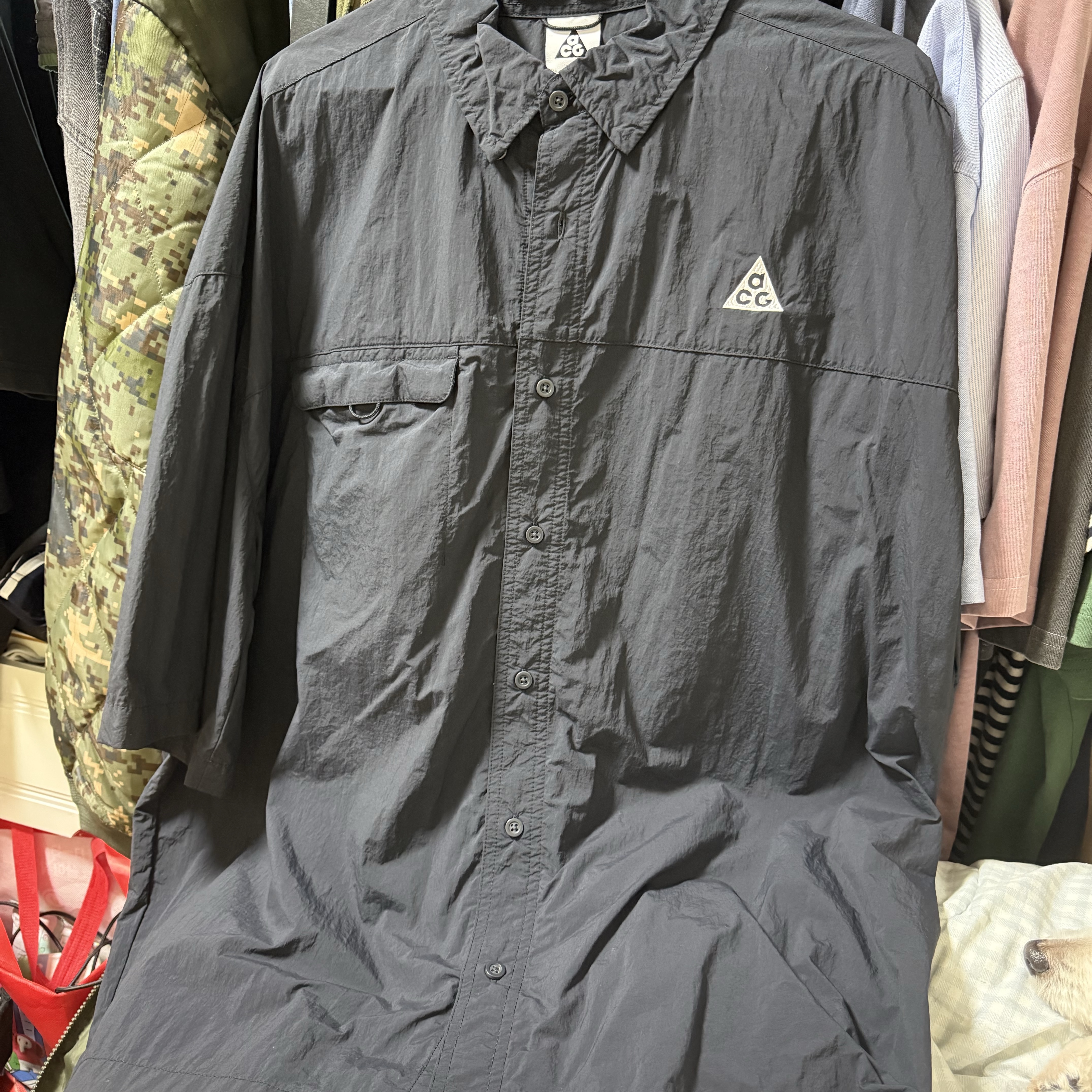 Nike ACG Orb Weaver UV Repel Short Sleeve Shirt Black Anthracite - Asia 착용 스타일