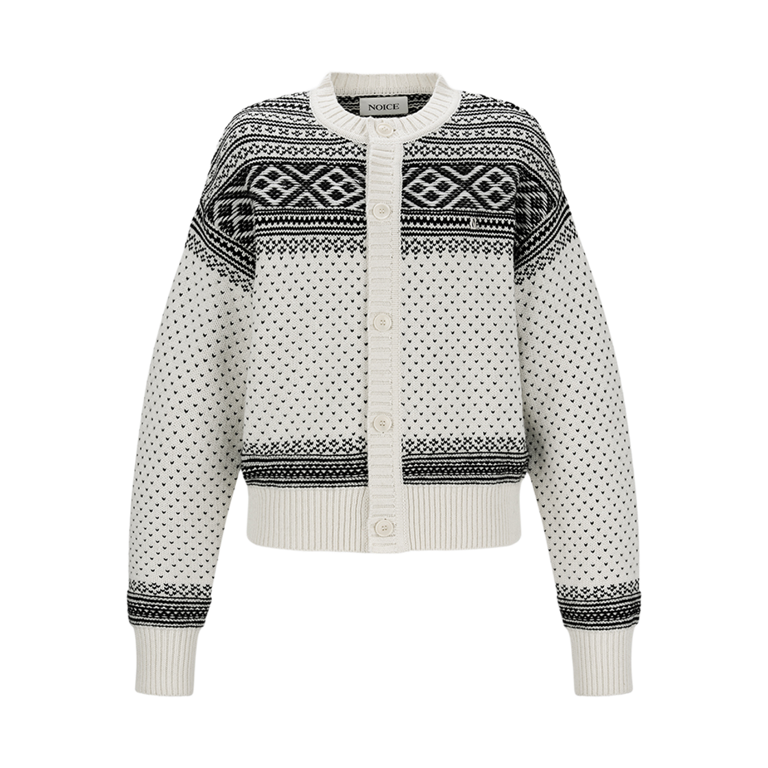 NWA5WKO03IV (W) Noice Nordic Wool-Blend Knit Cardigan Ivory
