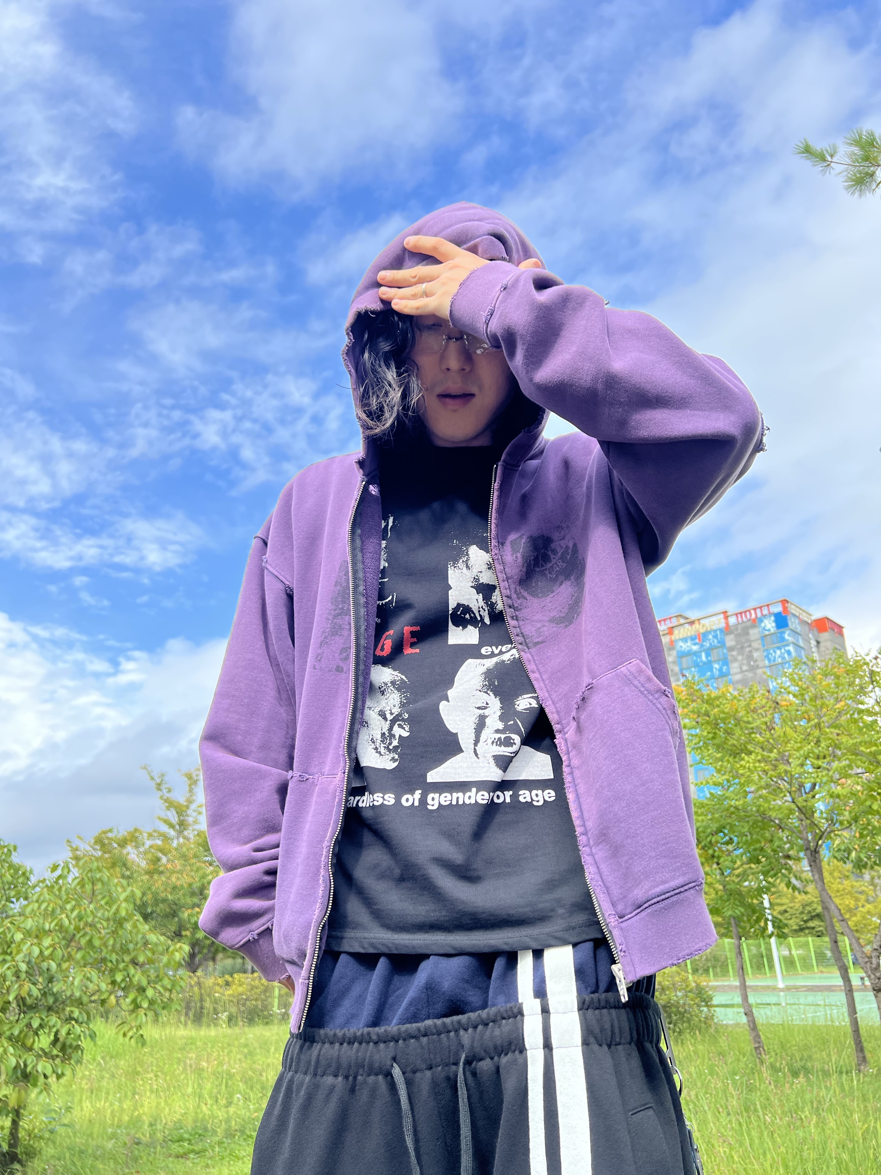 ROARINGRAD Double Waist Sweat Pants Black, Gentle Monster Paranoyd 02 Silver Clear 착용 스타일 - 8