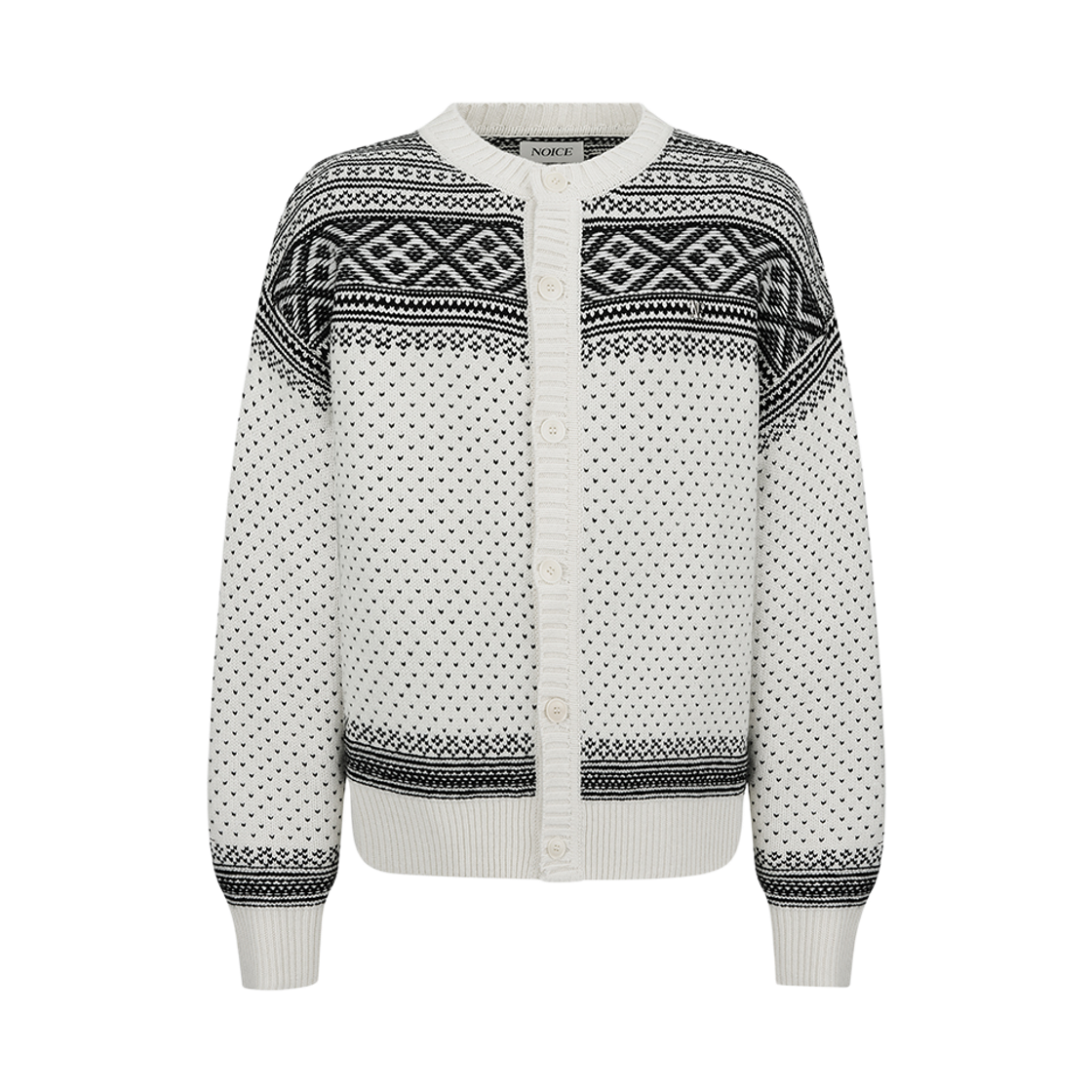 NMA5WKO03IV Noice Nordic Wool-Blend Knit Cardigan Ivory