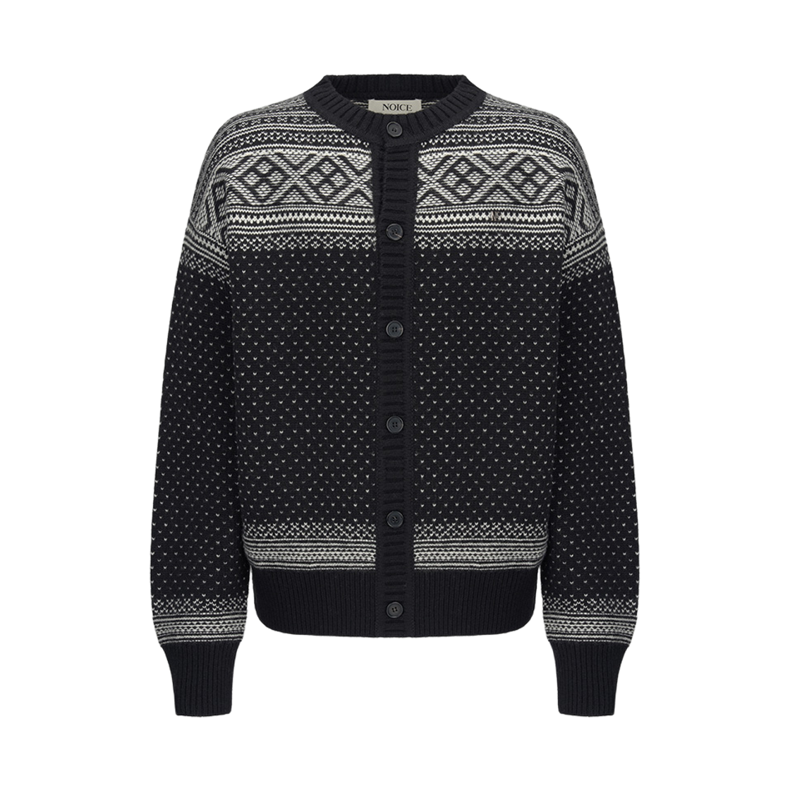 노이스 노르딕 울 블렌드 니트 카디건 블랙