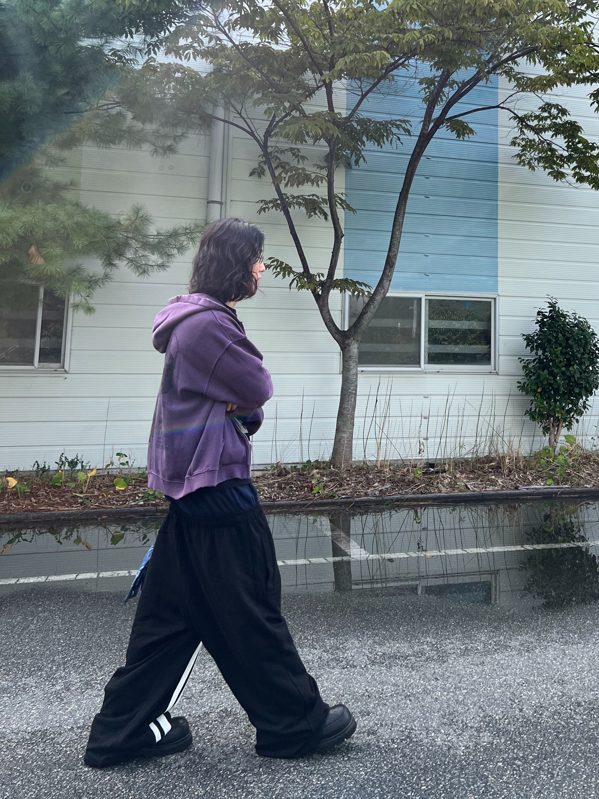 ROARINGRAD Double Waist Sweat Pants Black, Gentle Monster Paranoyd 02 Silver Clear 착용 스타일 - 3