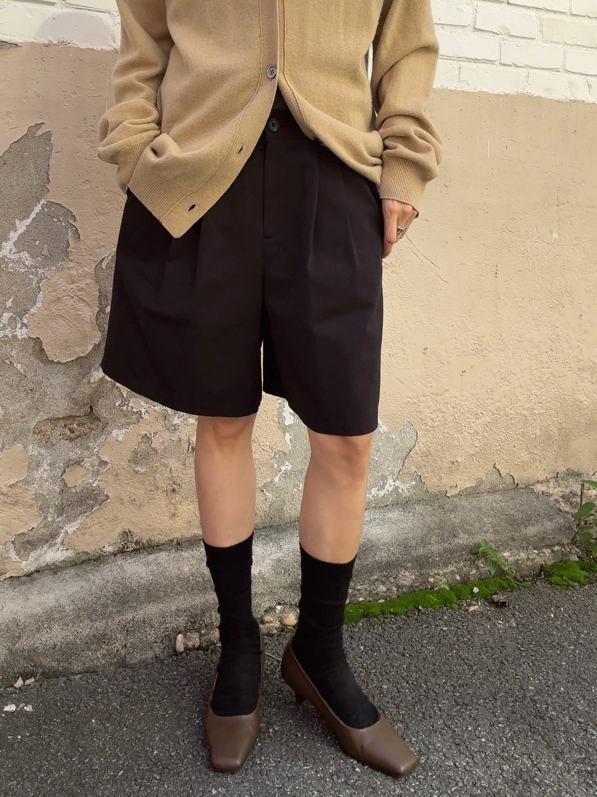 (W) Burberry Exaggerated Check Wool Baseball Cap Birch Brown, Play Comme des Garcons Black Heart Knit Cardigan Beige 착용 스타일 - 2