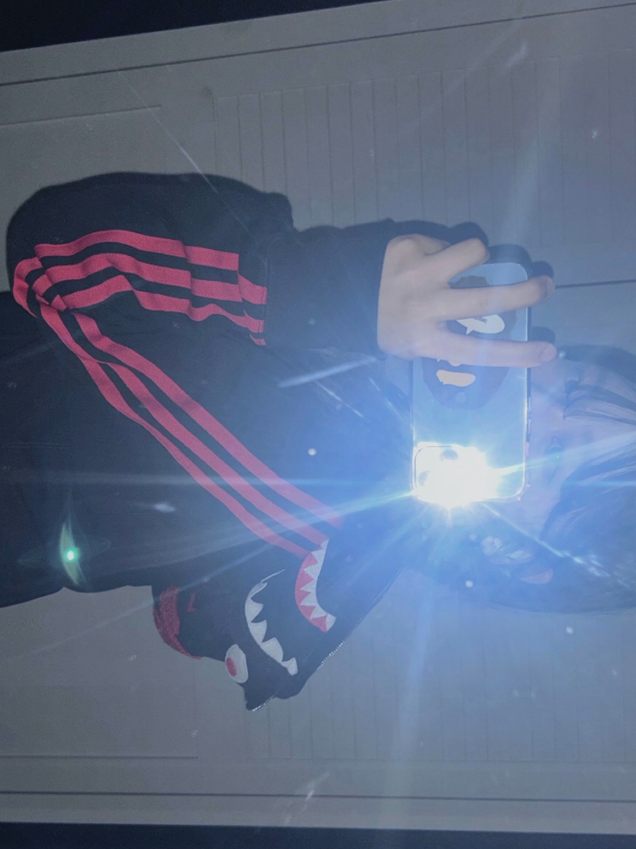 Adidas x BAPE Ultimate Shark Hoodie Black - KR Sizing 착용 스타일