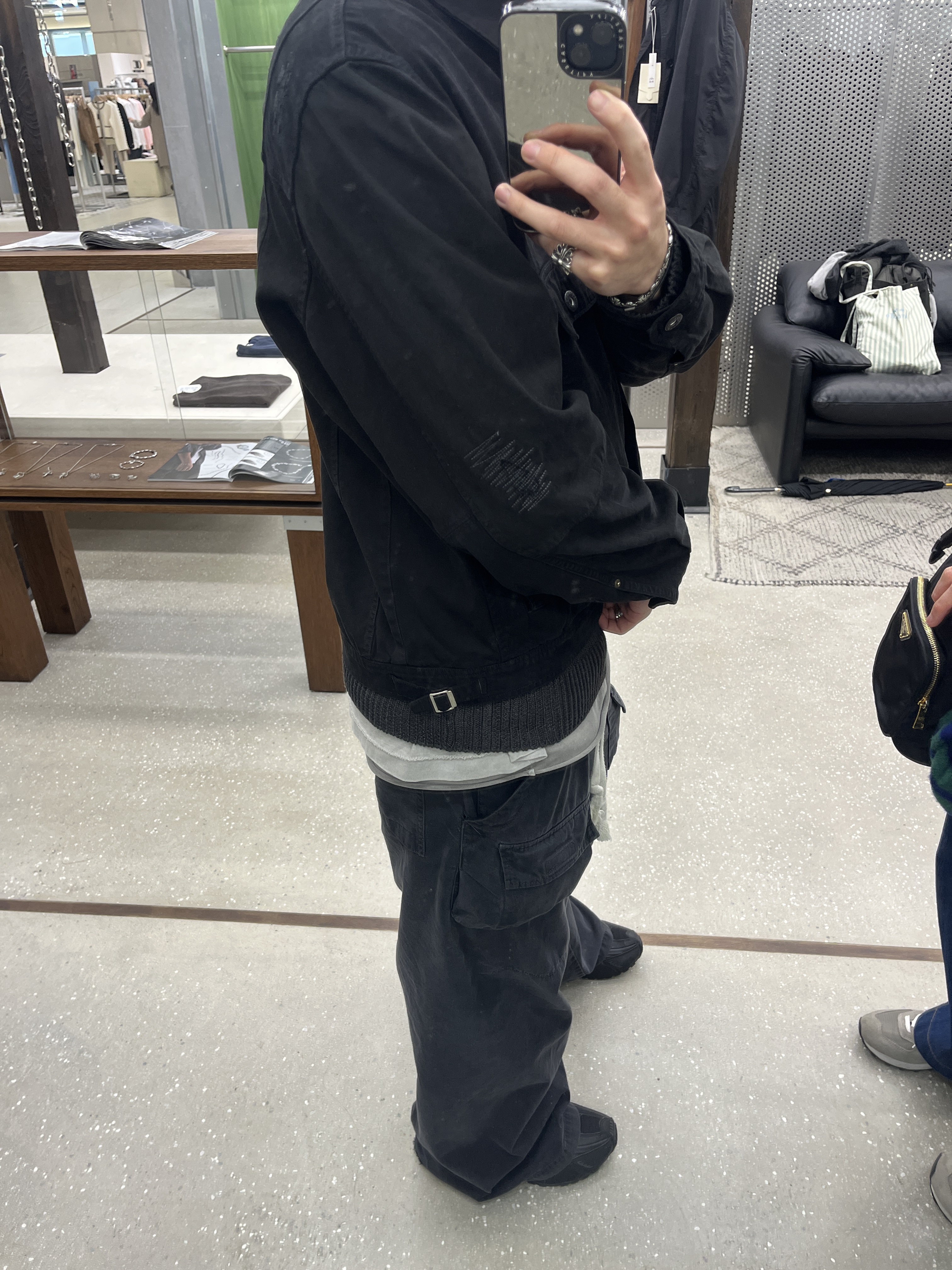 Polyteru Damaged Sashiko Trucker (Docking Trucker) OG Ver. Black, [기간한정 30%쿠폰] Polyteru Human Index Human Loosed Knit Brown Charcoal 착용 스타일 - 2