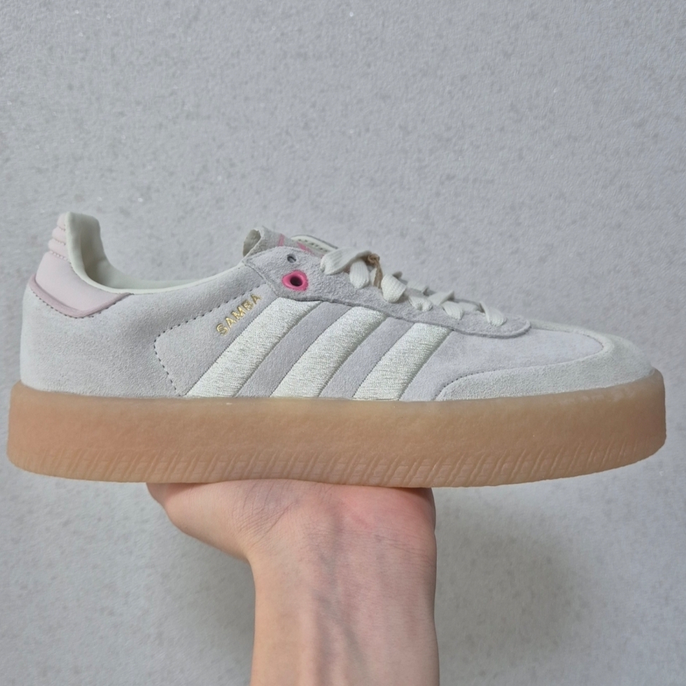 (W) Adidas Sambae Ivory Pink Fusion - Foot Locker Exclusive 착용 스타일