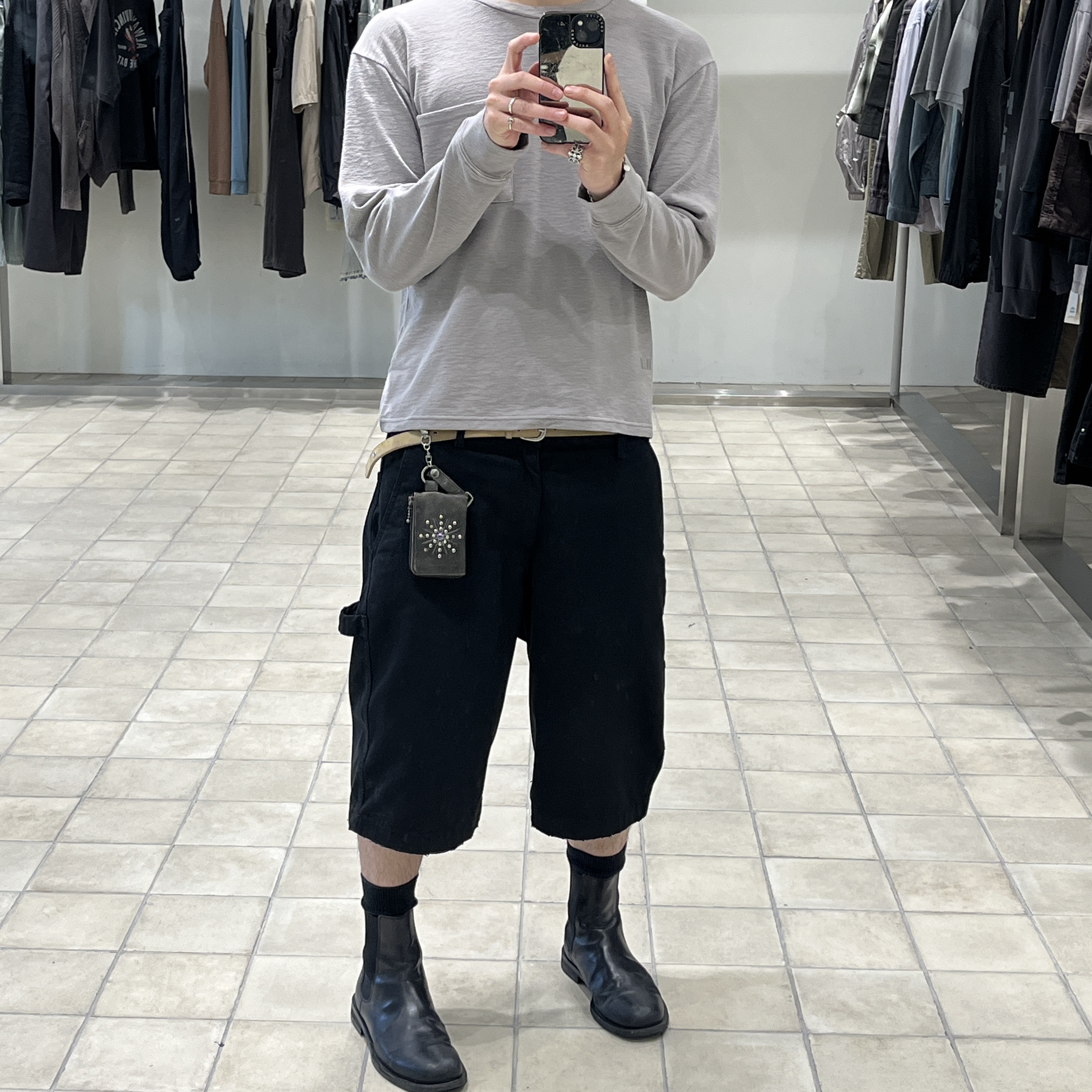 [기간한정 20%쿠폰] Polyteru Human Index Human Pocket Long Sleeve Dyed Pink, Polyteru Suede Belt Beige 002 Gemstone 착용 스타일