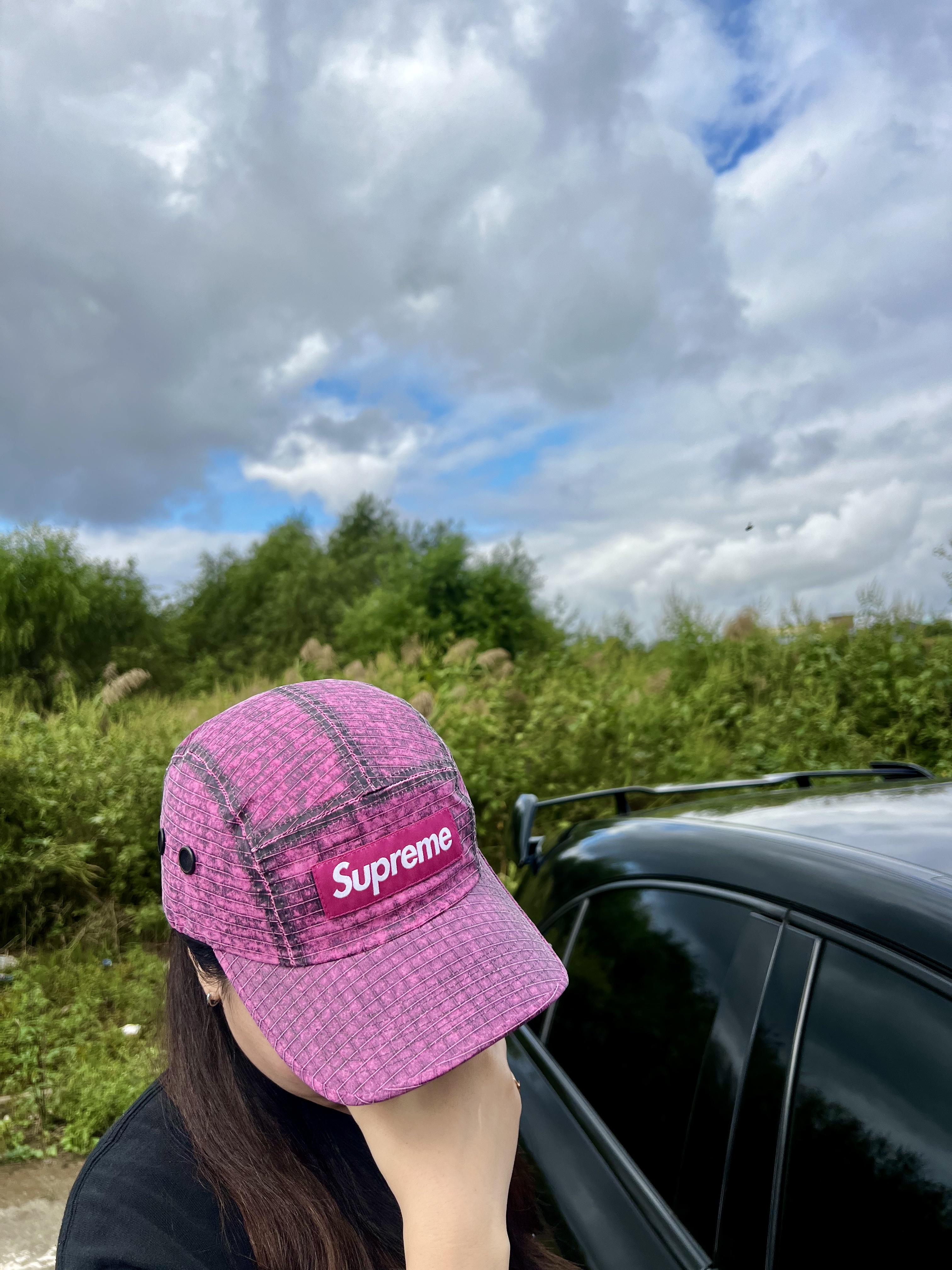 Supreme Distressed Ripstop Camp Cap Pink - 23FW 착용 스타일