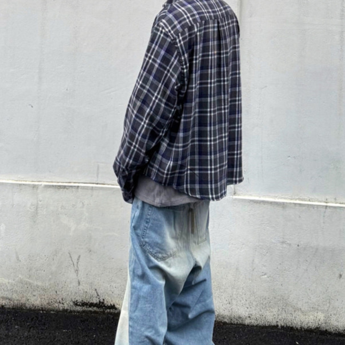 Undermycar Mu.107 Anti Fxxking Logo Play Basic Long Sleeve Check Shirts Black Brown 착용 스타일