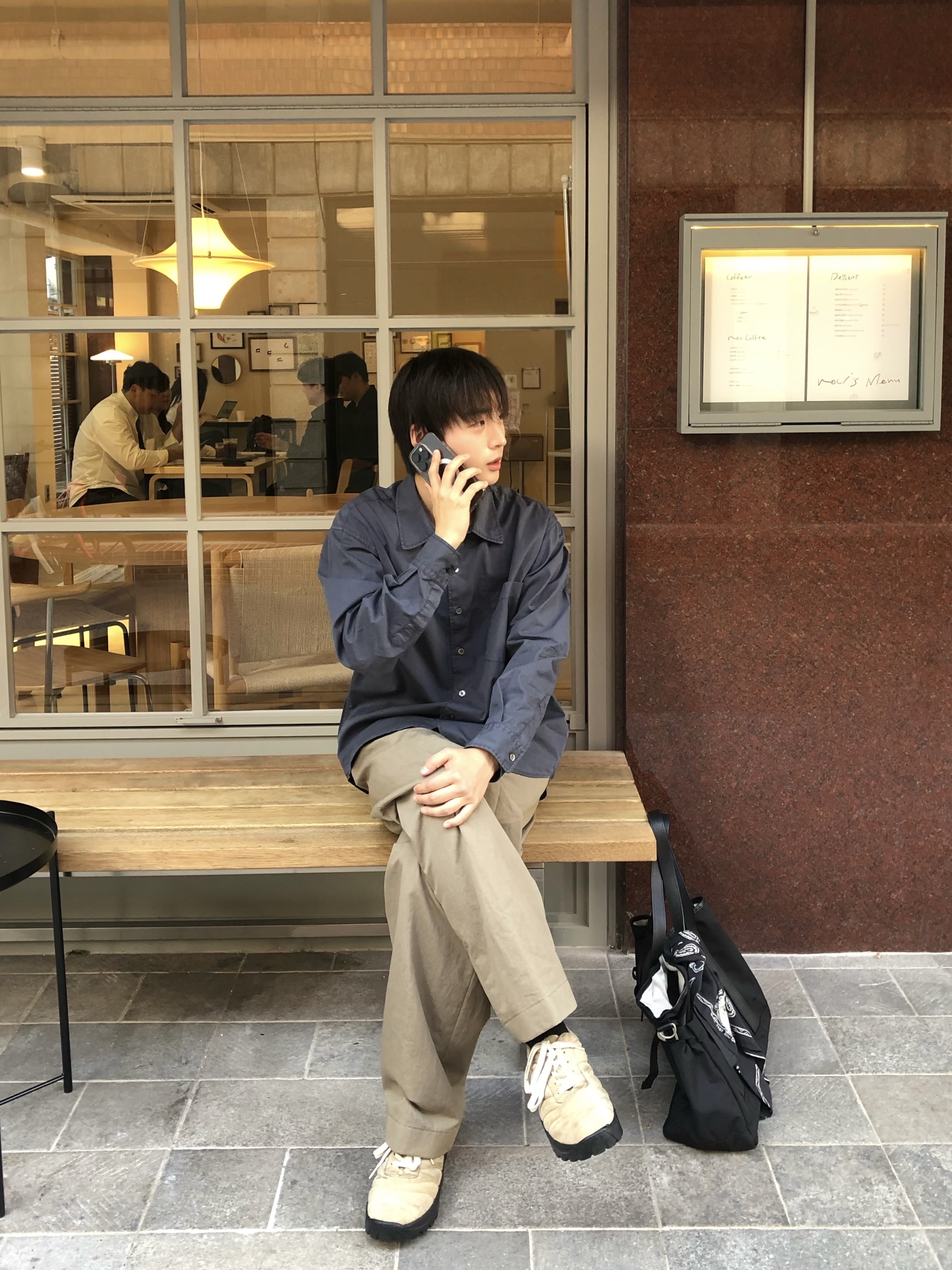 Kapital Fastcolor Selvedge Bandana Kounter Kulture Black 착용 스타일 - 2