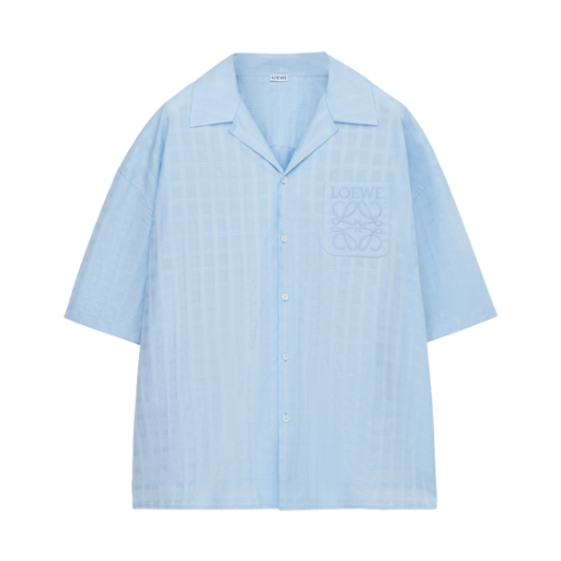 H526Y05WEX-5140 Loewe Short Sleeve Shirt in Cotton Blue