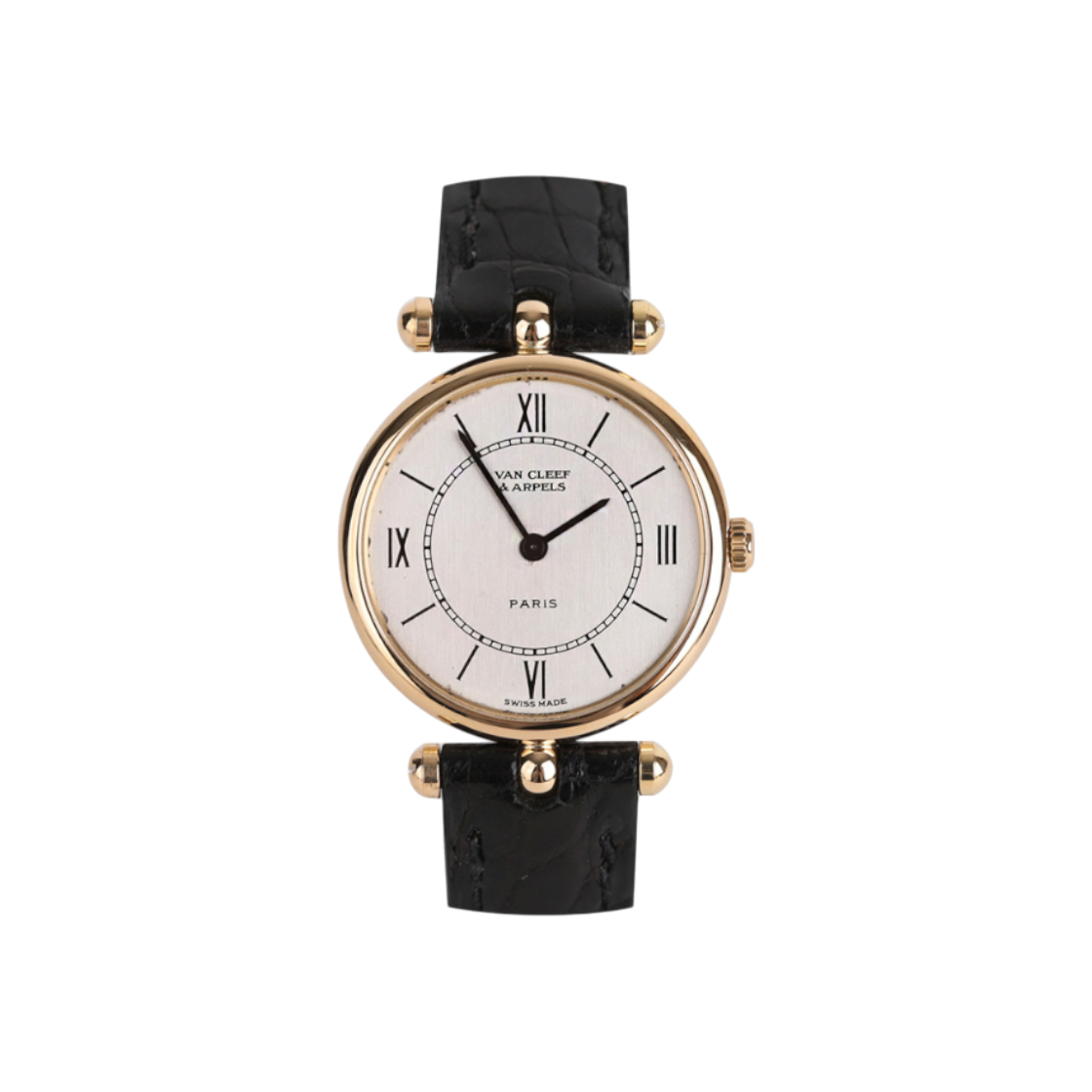 ITJ46GBO65L3 Van Cleef & Arpels La Collection Gold Case Silver Leather Band 24mm