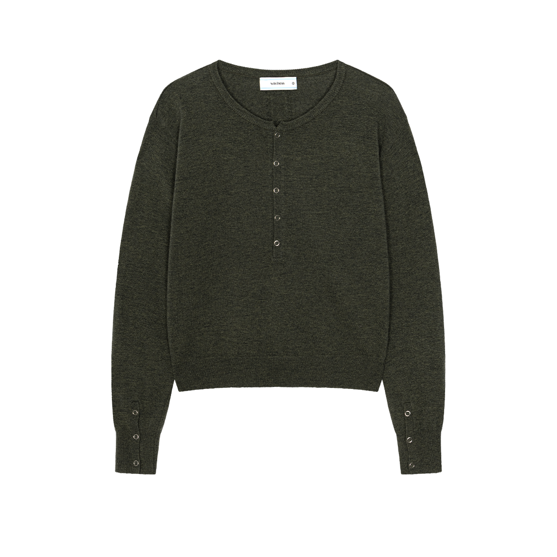 웨이비니스 로우 타이드 헨리넥 니트 포레스트 그린(Waviness Low Tide Henley Neck Knit Forest Green)