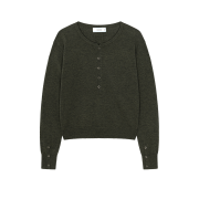 Waviness Low Tide Henley Neck Knit Forest Green