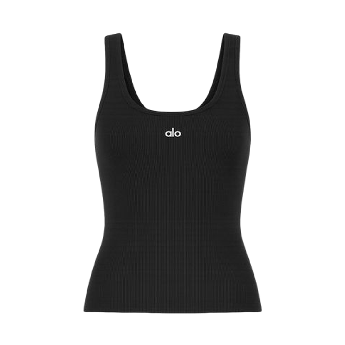 (W) 알로 요가 립드 프로스퍼 탱크 블랙((W) Alo Yoga Ribbed Prosper Tank Black)