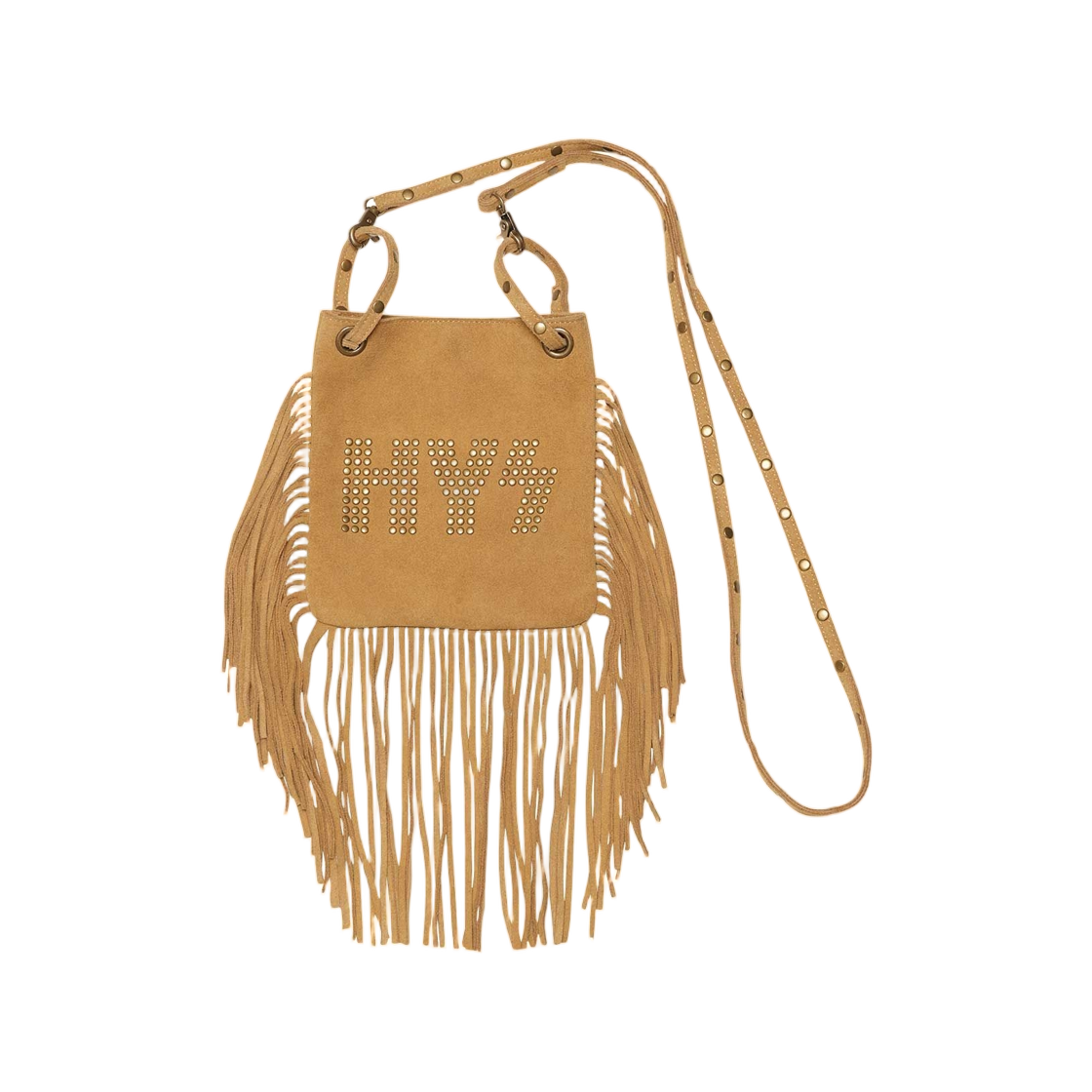 01253QB08 (W) Hysteric Glamour Logo Stud Fringe Mini Bag Beige