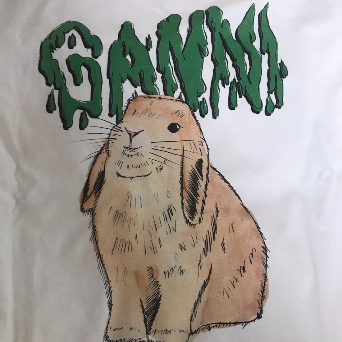 (W) Ganni Basic Cotton Jersey Bunny T-Shirt Bright White 착용 스타일