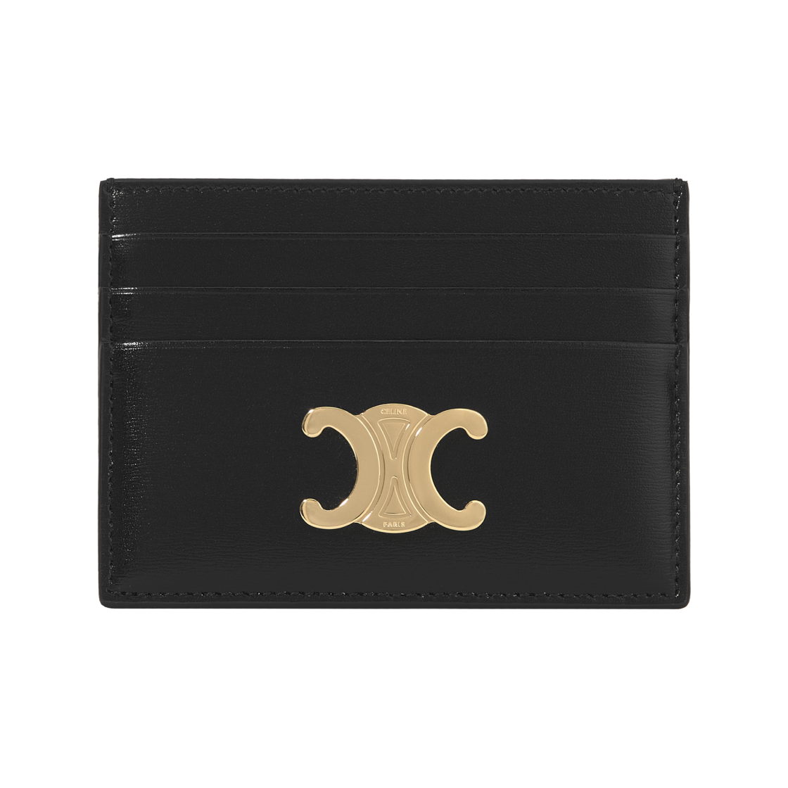 10L833DPV-38NO Celine Triomphe Card Holder in Shiny Calfskin Black