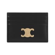 Celine Triomphe Card Holder in Shiny Calfskin Black