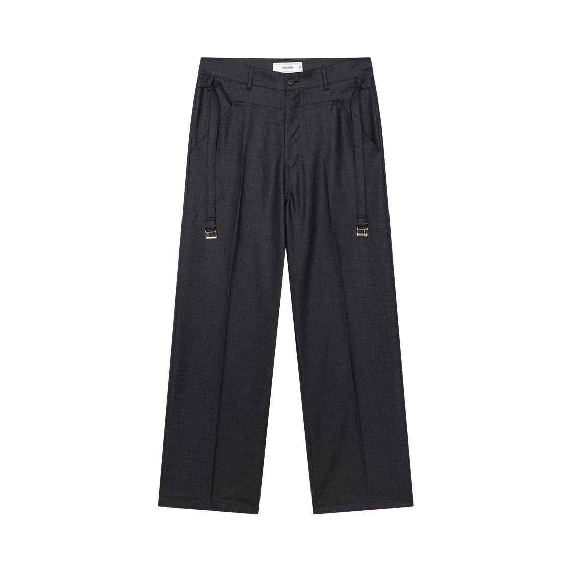 웨이비니스 사이드 버클 포인트 울 슬랙스 차콜(Waviness Side Buckle Point Wool Slacks Charcoal)