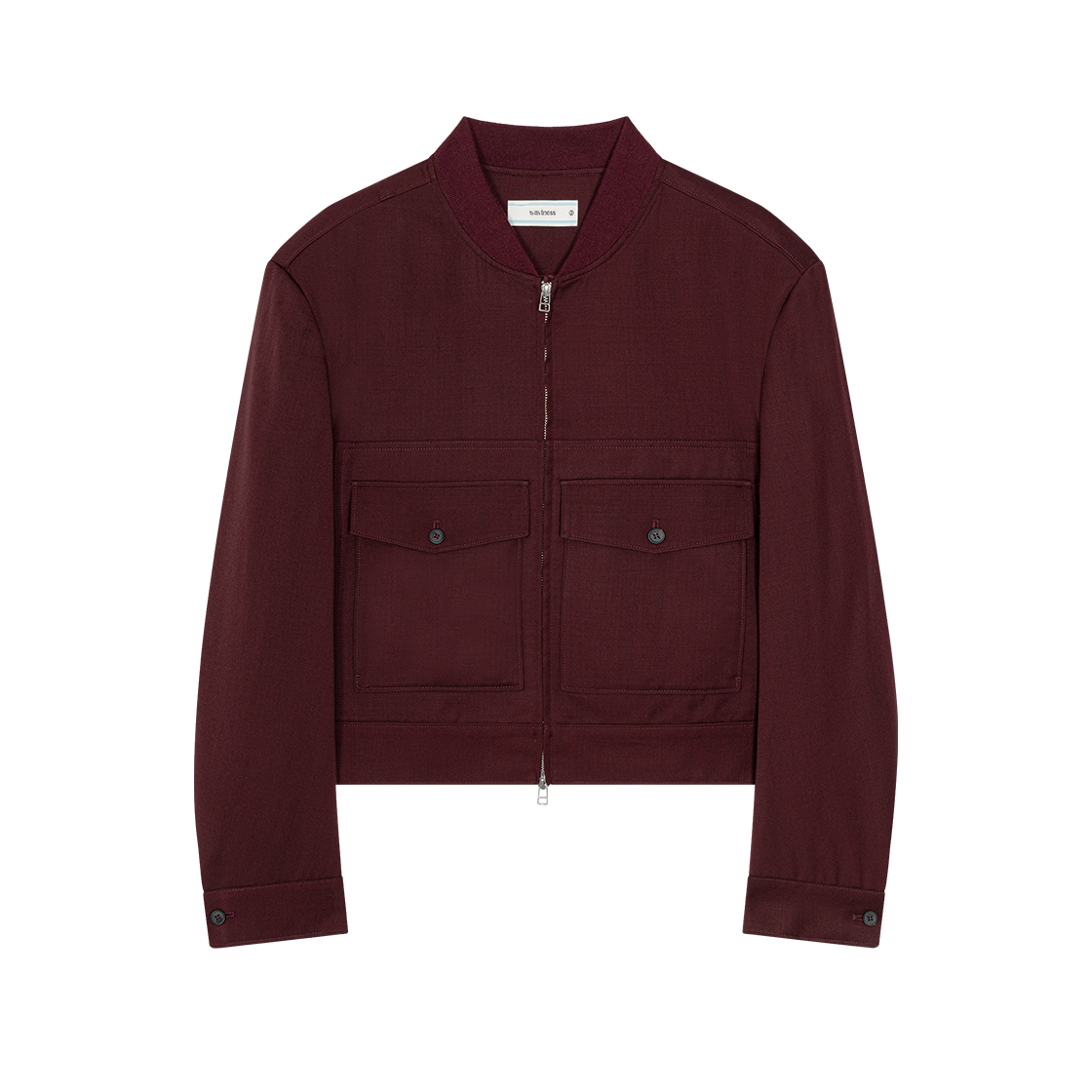 WVNS25312 Waviness Diptych Non Collar Wool Blouson Burgundy