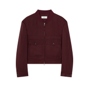 Waviness Diptych Non Collar Wool Blouson Burgundy