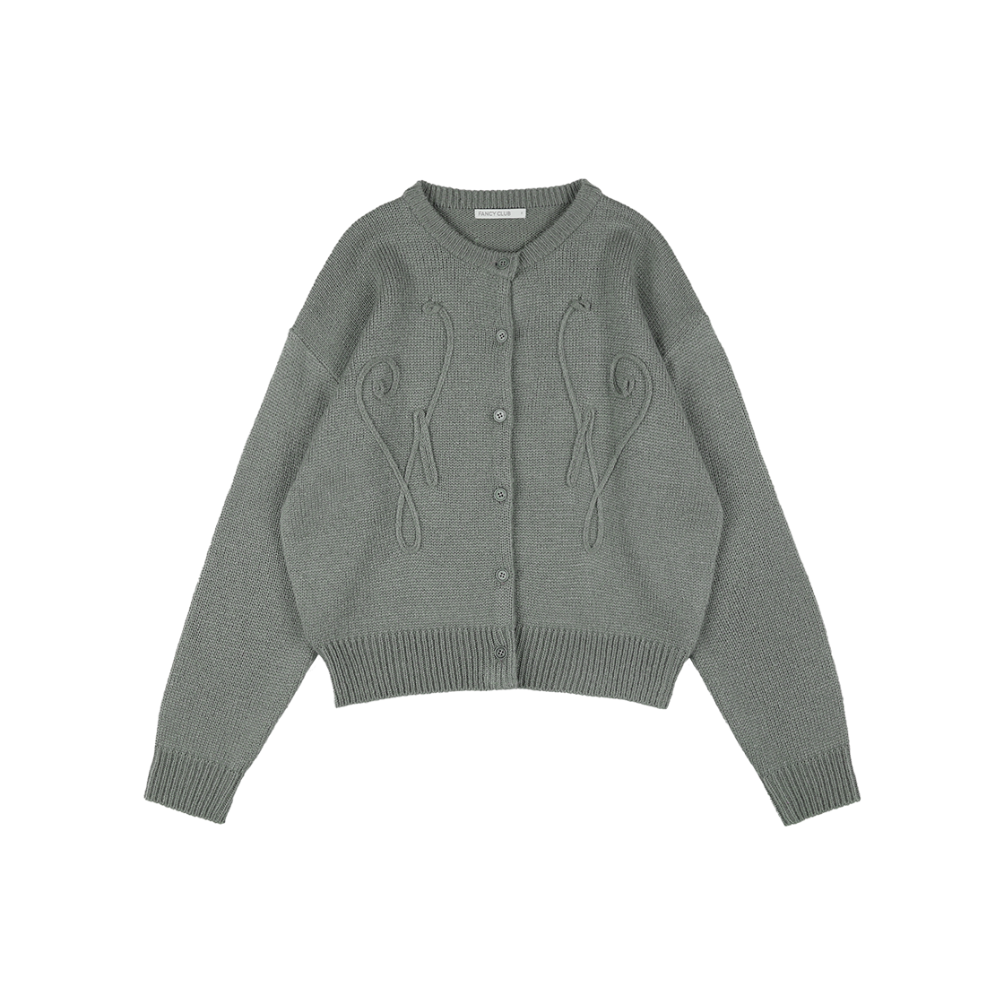 F25ZA007MG Fancy Club Swale Knit Cardigan Gray