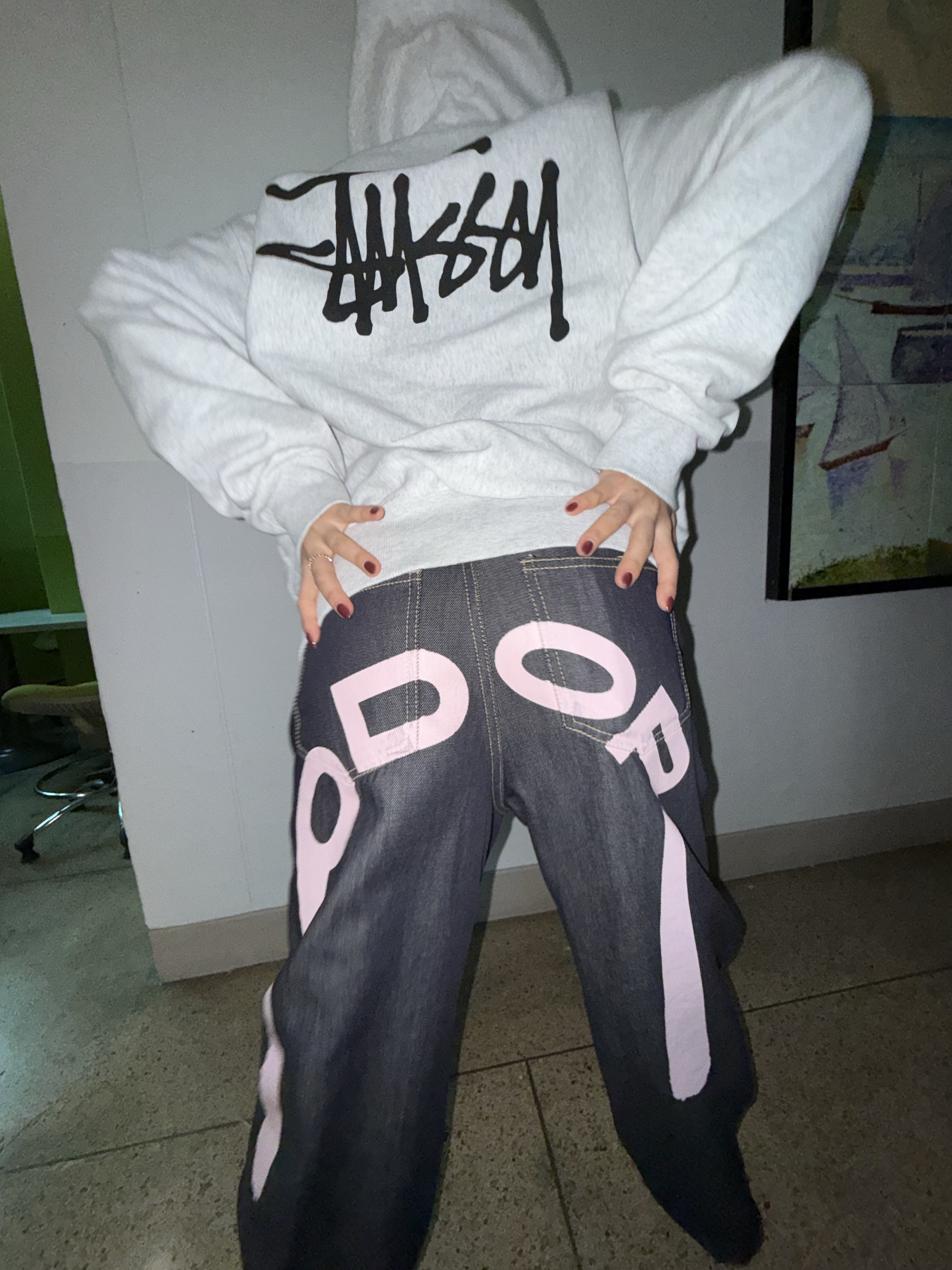Stussy Basic Stussy Zip Hoodie Ash Heather, (W) Jordan 1 Retro High OG Atmosphere 착용 스타일 - 1