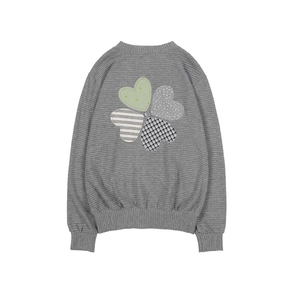 F25ZA008GR Fancy Club Clover Patchwork Cardigan Gray