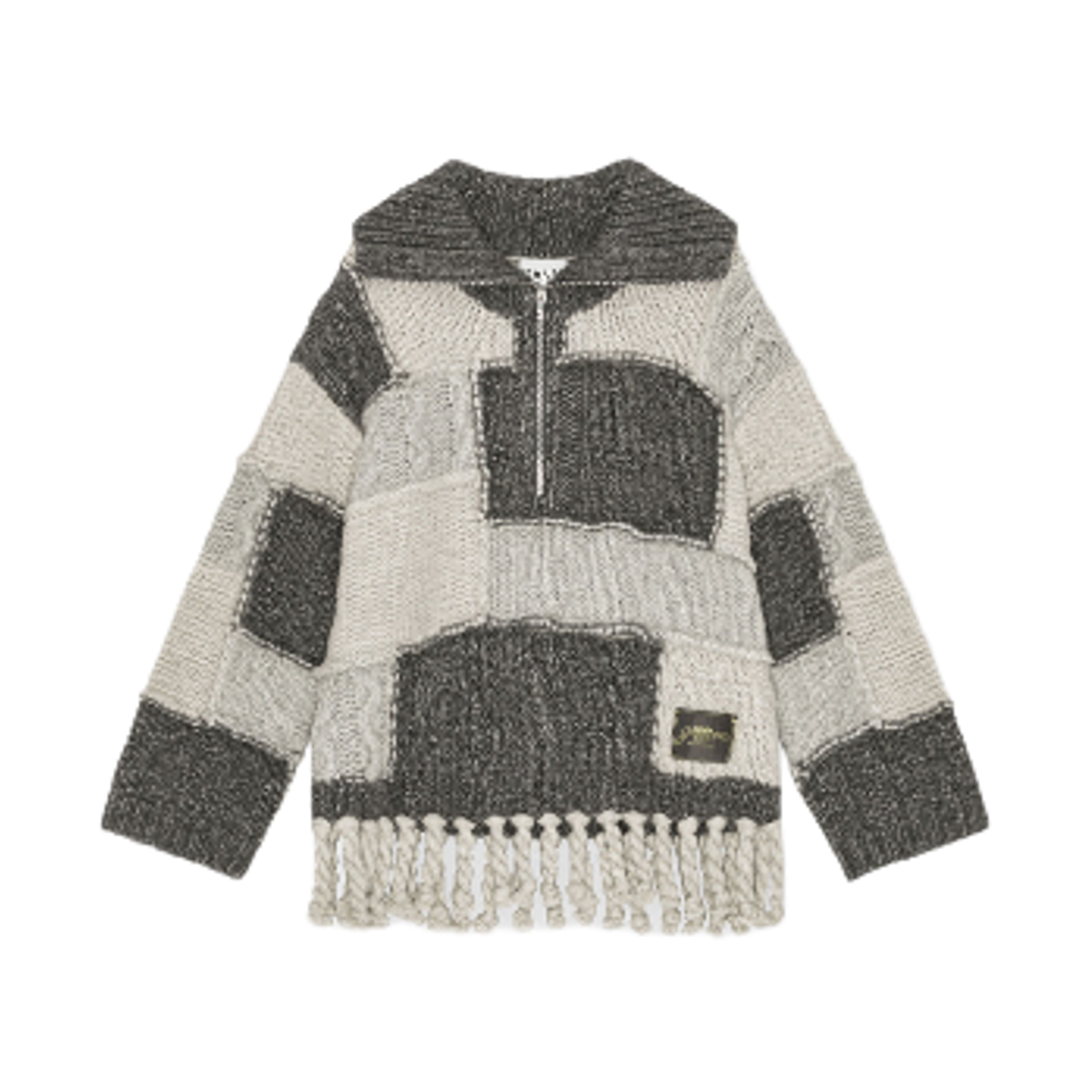 K2508-999 (W) Ganni Patchwork Fringe Jumper Multicolour