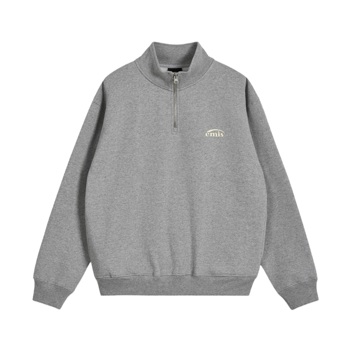 - Emis Half Zip Up Logo Sweatshirt Melange Gray