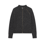 Waviness Diagonal Full Zip Up Knitwear Melange Grey