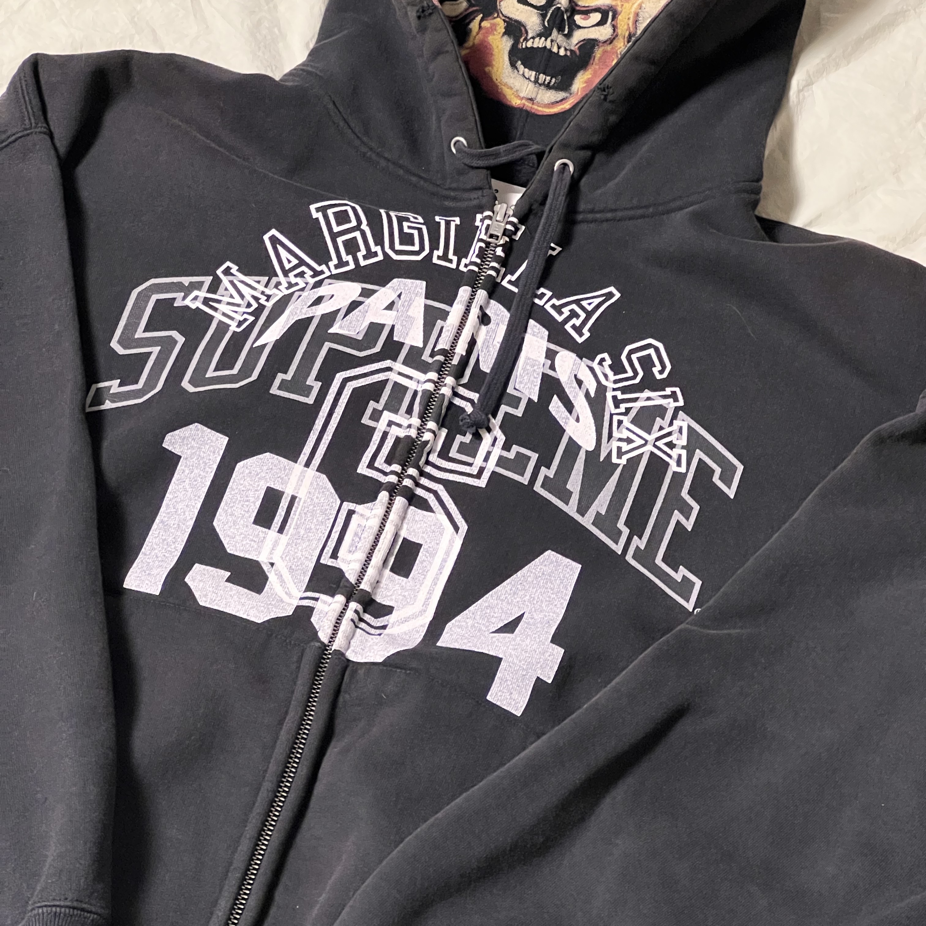 Supreme x MM6 Maison Margiela Zip Up Hooded Sweatshirt Black - 24SS 착용 스타일