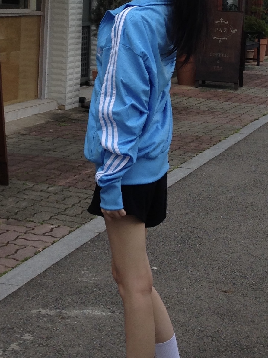 Adidas Adicolor Classic Firebird Track Top Semi Blue Burst - KR Sizing 착용 스타일