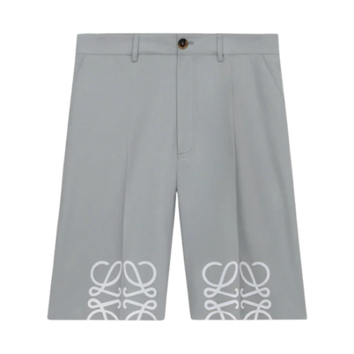 H526Y1AW24-1130 Loewe Anagram Shorts in Cotton Light Grey