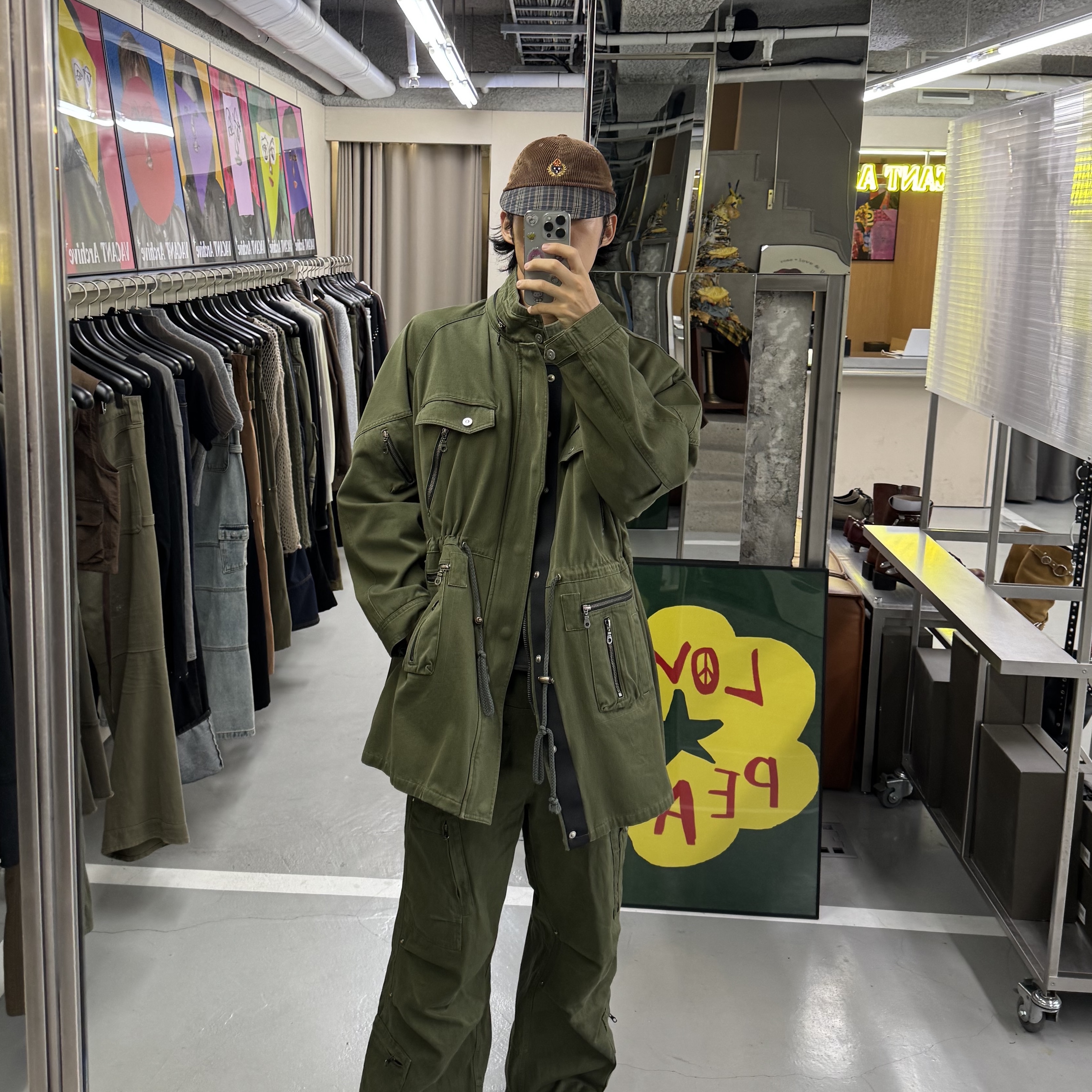 Vacant Archive Men Victor Cotton Field Jacket Brown, Vacant Archive Men Victor Cotton Field Jacket Khaki 착용 스타일